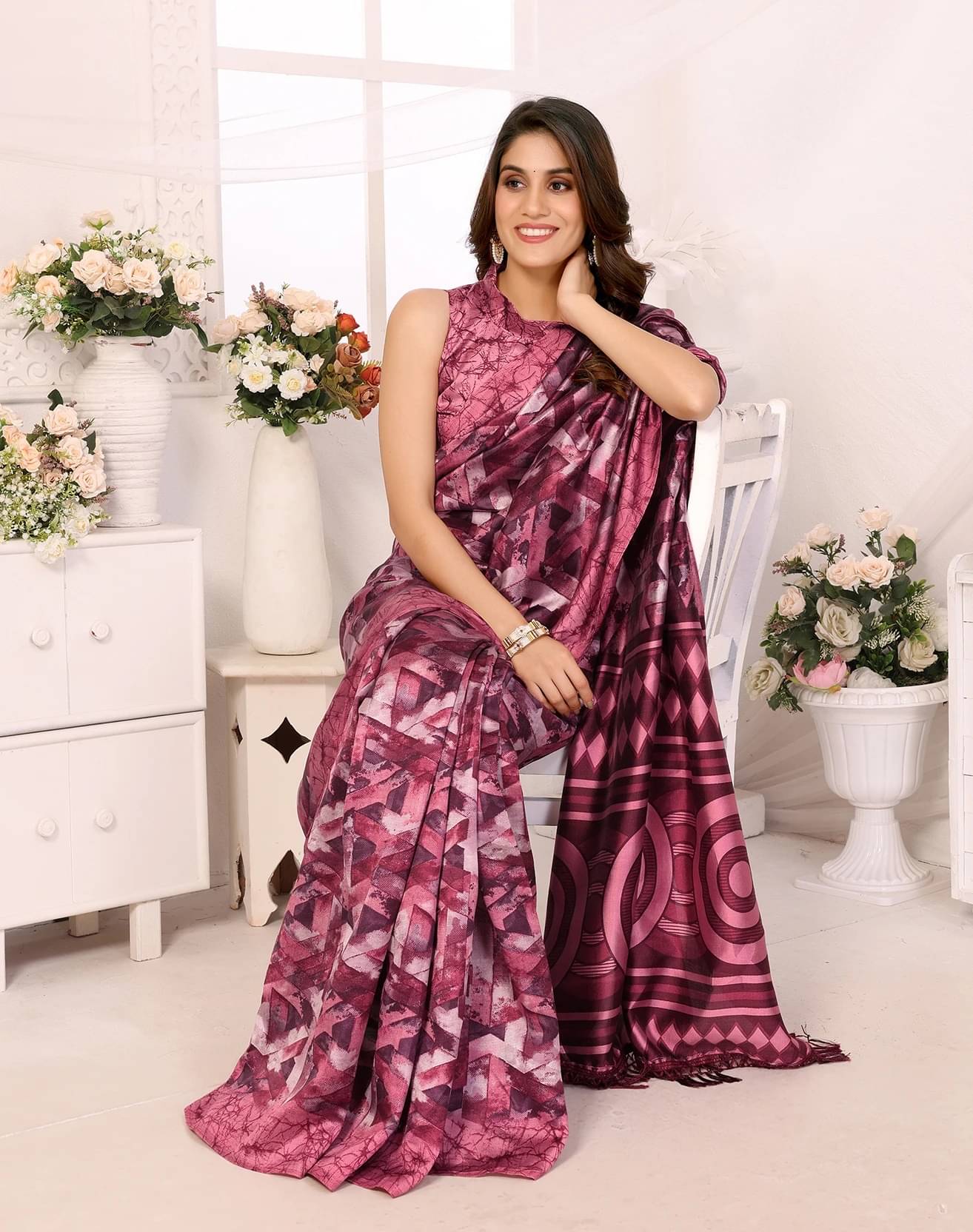     			Yashika Art Silk Printed Regular Saree With Unstitched Blouse Piece ( Purple )