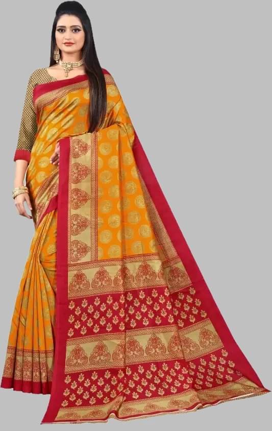 Yashika Art Silk Self Design Regular Saree With Unstitched Blouse Piece ( Mustard ) Yashika Art Silk Self Design Regular Saree With Unstitched Blouse Piece ( Mustard )