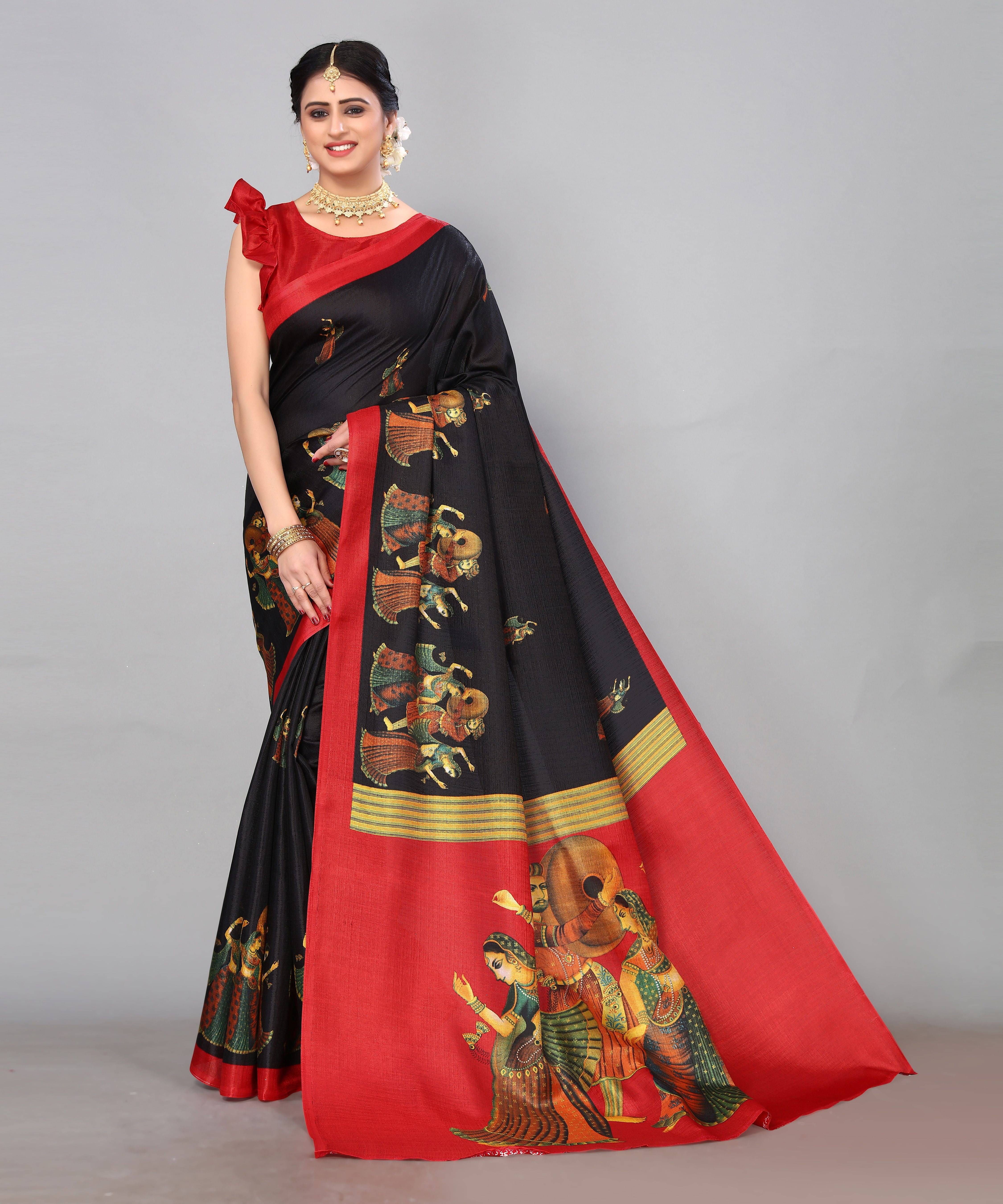     			Yashika Art Silk Self Design Regular Saree With Unstitched Blouse Piece ( Black )