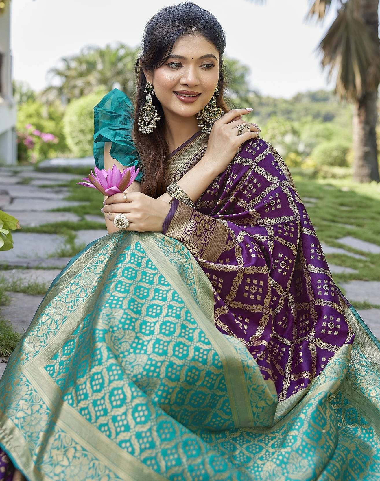 Yashika Art Silk Woven Kanjeevaram Sarees With Unstitched Blouse Piece ( Purple )     			Yashika Art Silk Woven Kanjeevaram Sarees With Unstitched Blouse Piece ( Purple )