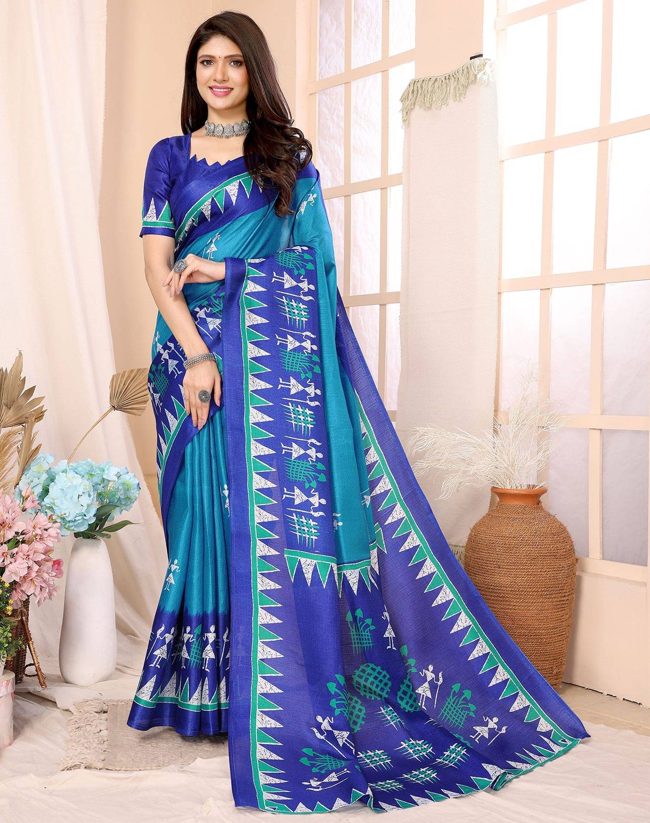    			Yashika Art Silk Woven Regular Saree With Unstitched Blouse Piece ( Blue )
