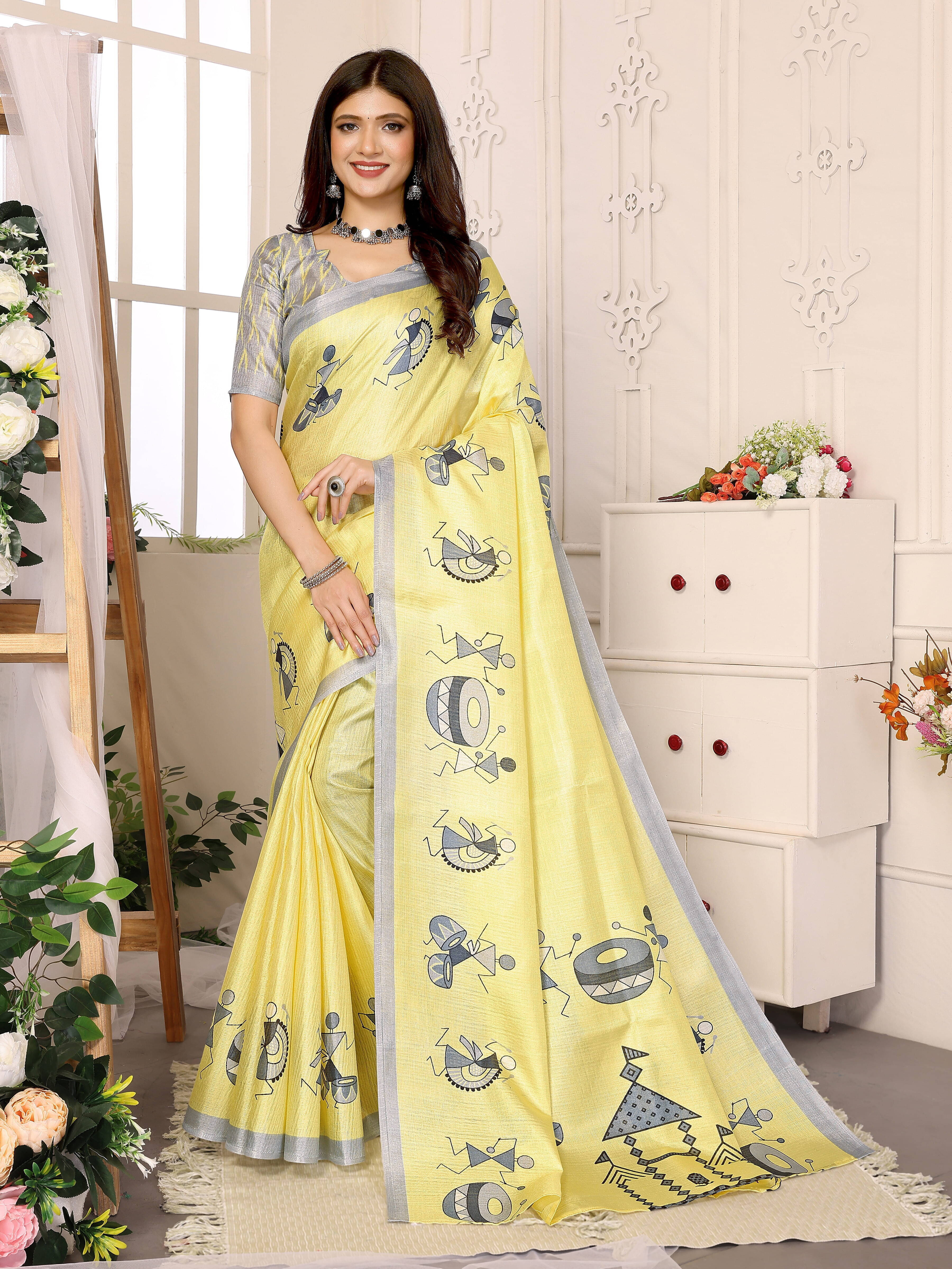     			Yashika Art Silk Woven Regular Saree With Unstitched Blouse Piece ( Yellow )