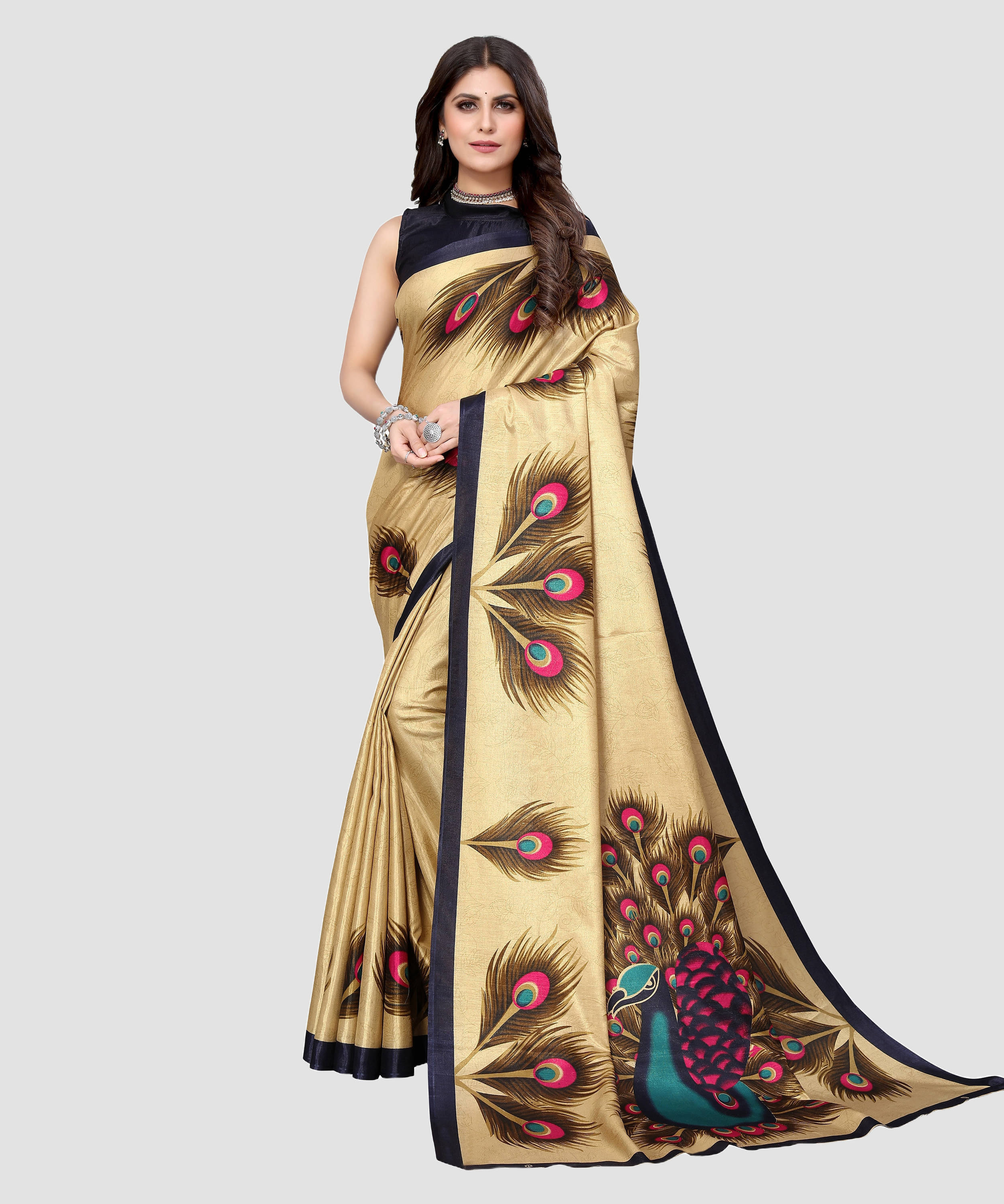     			Yashika Art Silk Woven Regular Saree With Unstitched Blouse Piece ( Gold )