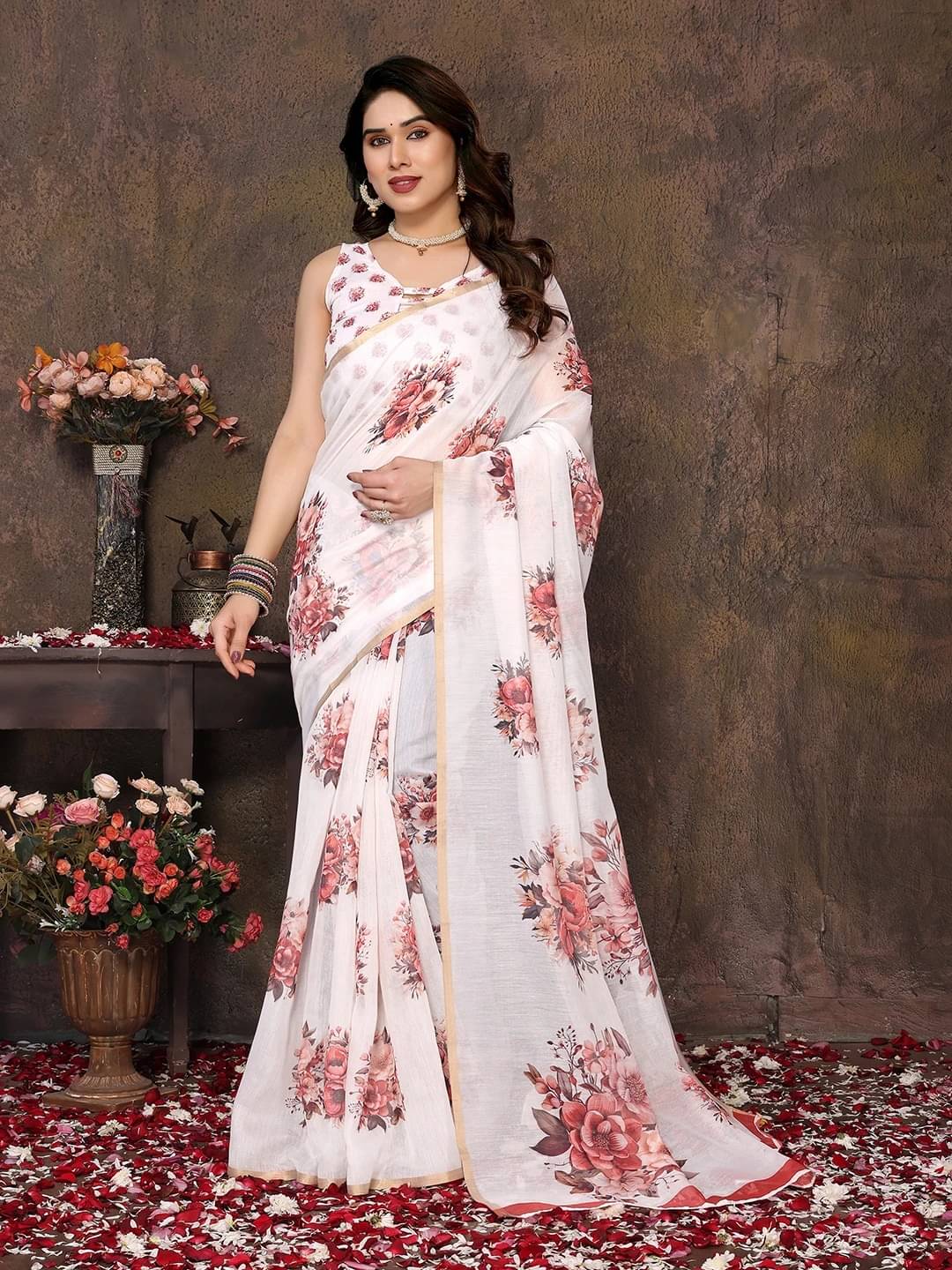     			Yashika Chanderi Printed Regular Saree With Unstitched Blouse Piece ( Pink )