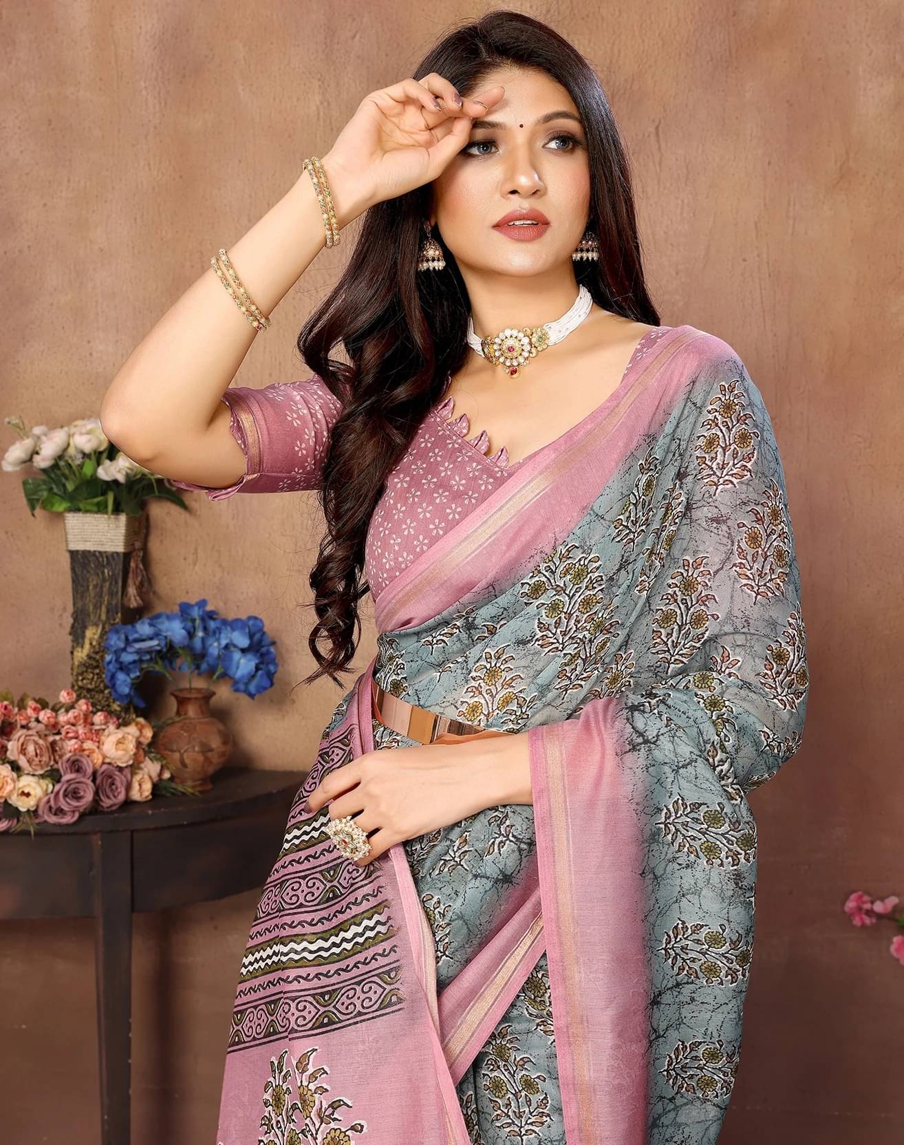 Yashika Cotton Blend Printed Regular Saree With Unstitched Blouse Piece ( Grey )     			Yashika Cotton Blend Printed Regular Saree With Unstitched Blouse Piece ( Grey )