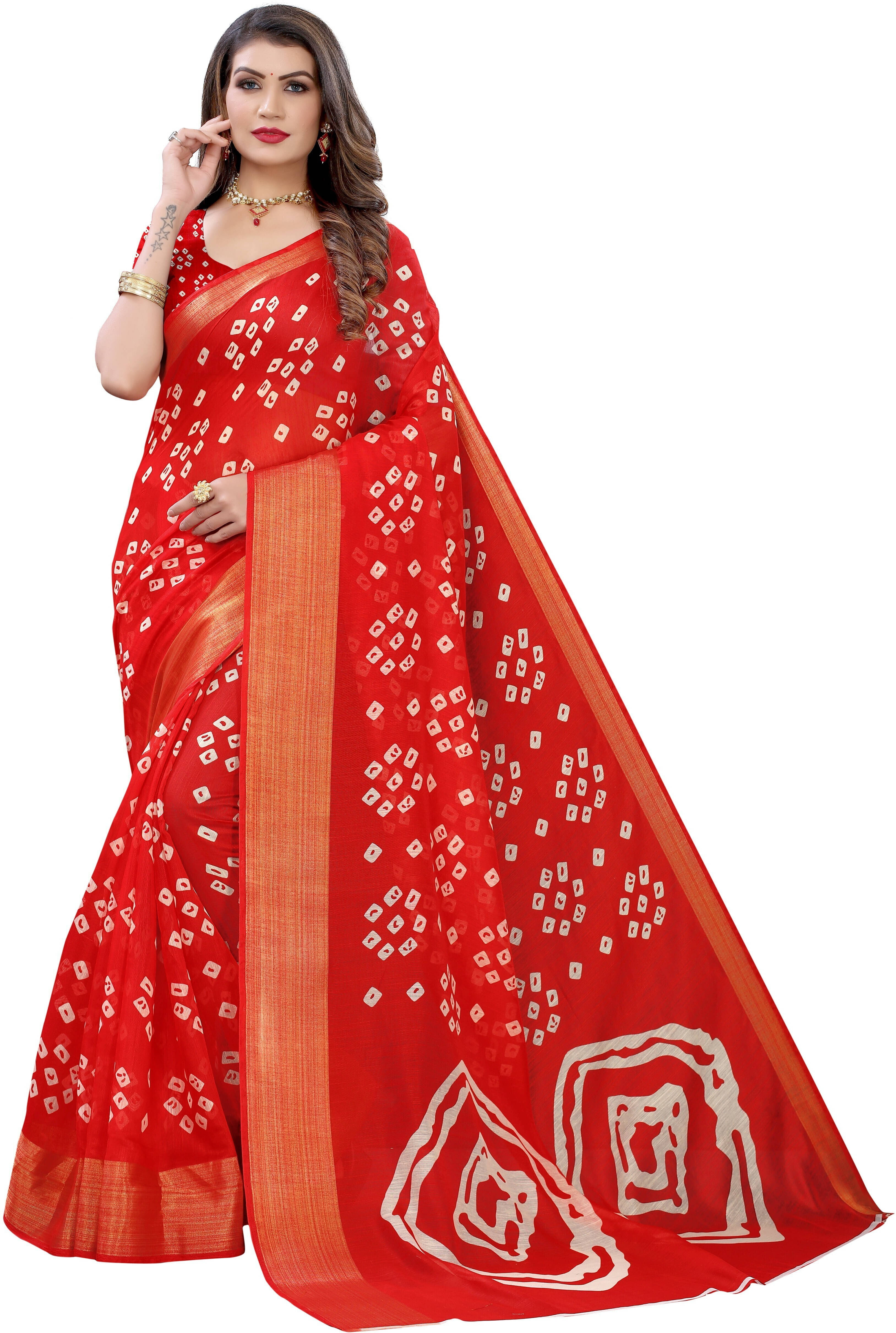 Yashika Cotton Blend Printed Regular Saree With Unstitched Blouse Piece ( Multicolor )     			Yashika Cotton Blend Printed Regular Saree With Unstitched Blouse Piece ( Multicolor )