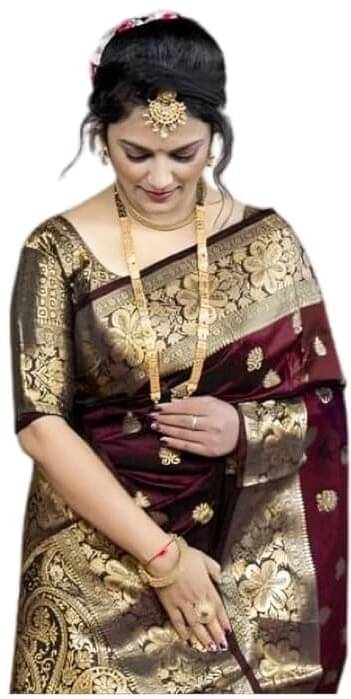Yashika Cotton Silk Printed Banarasi saree With Unstitched Blouse Piece ( Maroon ) Yashika Cotton Silk Printed Banarasi saree With Unstitched Blouse Piece ( Maroon )