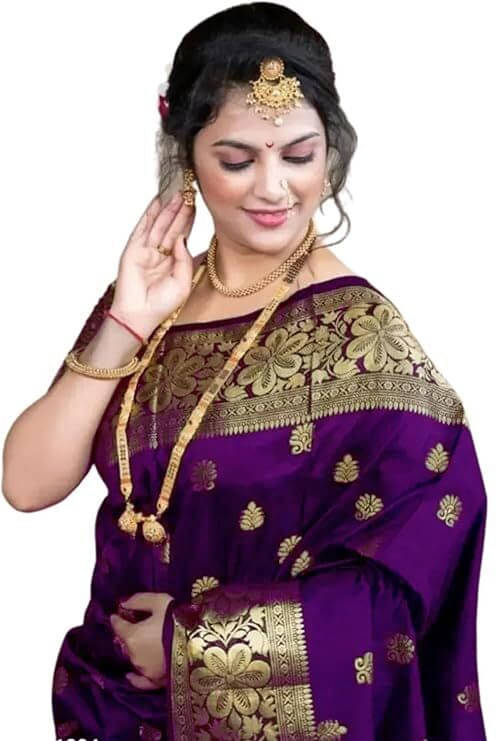 Yashika Cotton Silk Printed Banarasi saree With Unstitched Blouse Piece ( Purple )     			Yashika Cotton Silk Printed Banarasi saree With Unstitched Blouse Piece ( Purple )