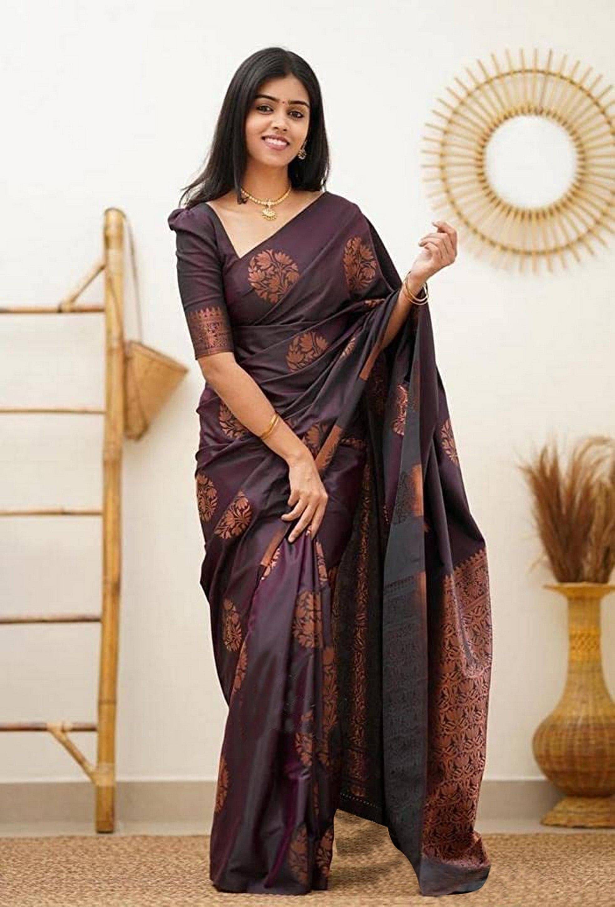 Yashika Cotton Silk Printed Kanjeevaram Sarees With Unstitched Blouse Piece ( Purple )     			Yashika Cotton Silk Printed Kanjeevaram Sarees With Unstitched Blouse Piece ( Purple )