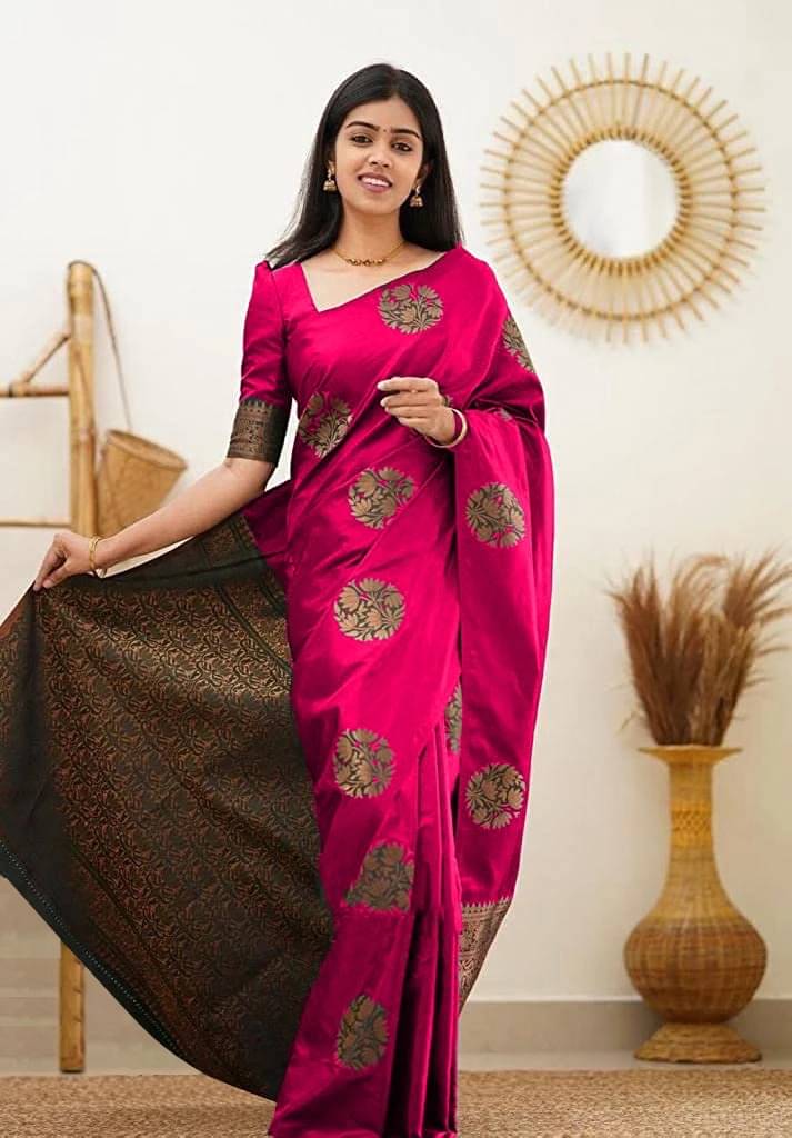     			Yashika Cotton Silk Printed Kanjeevaram Sarees With Unstitched Blouse Piece ( Pink )