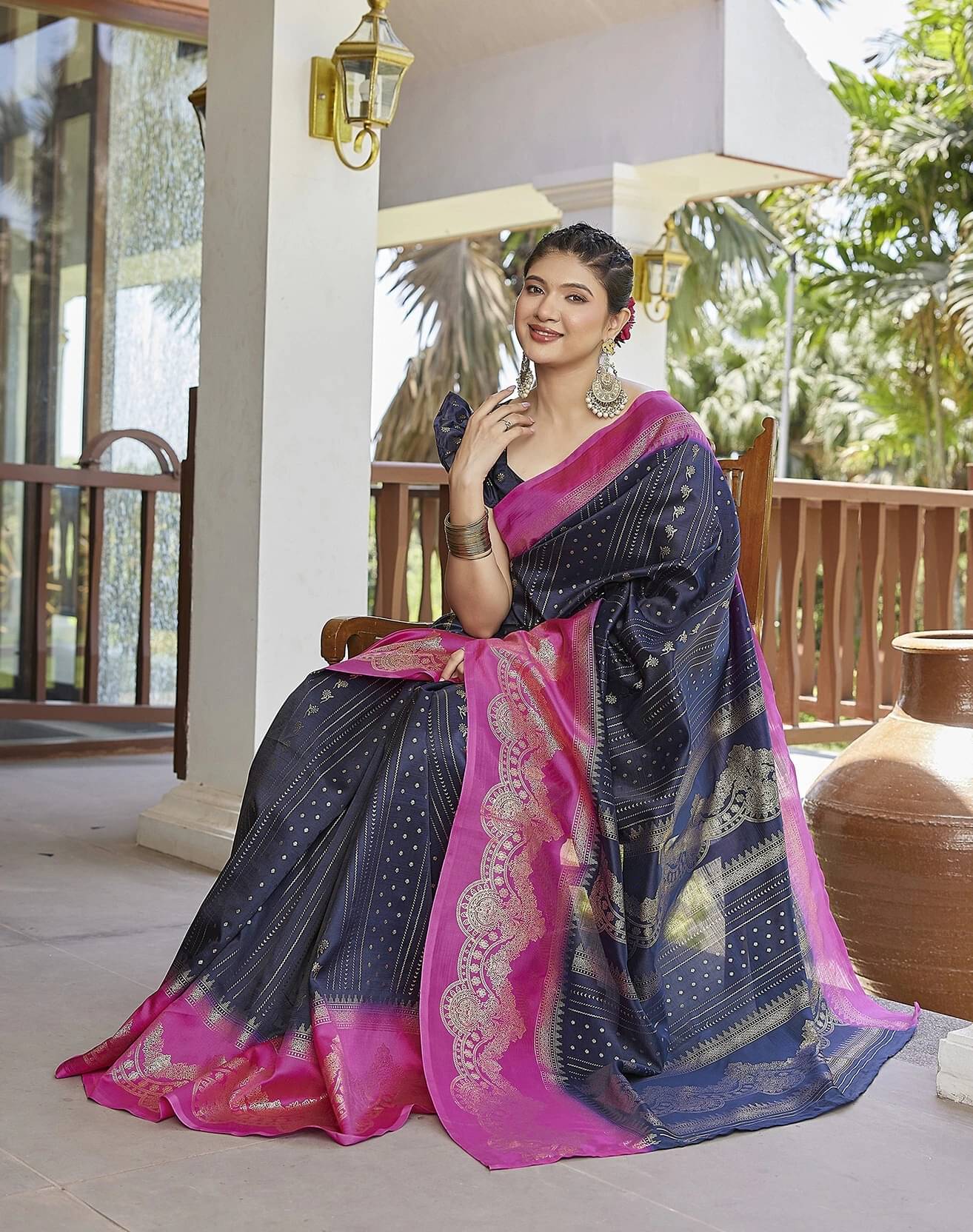     			Yashika Cotton Silk Printed Kanjeevaram Sarees With Unstitched Blouse Piece ( Blue )