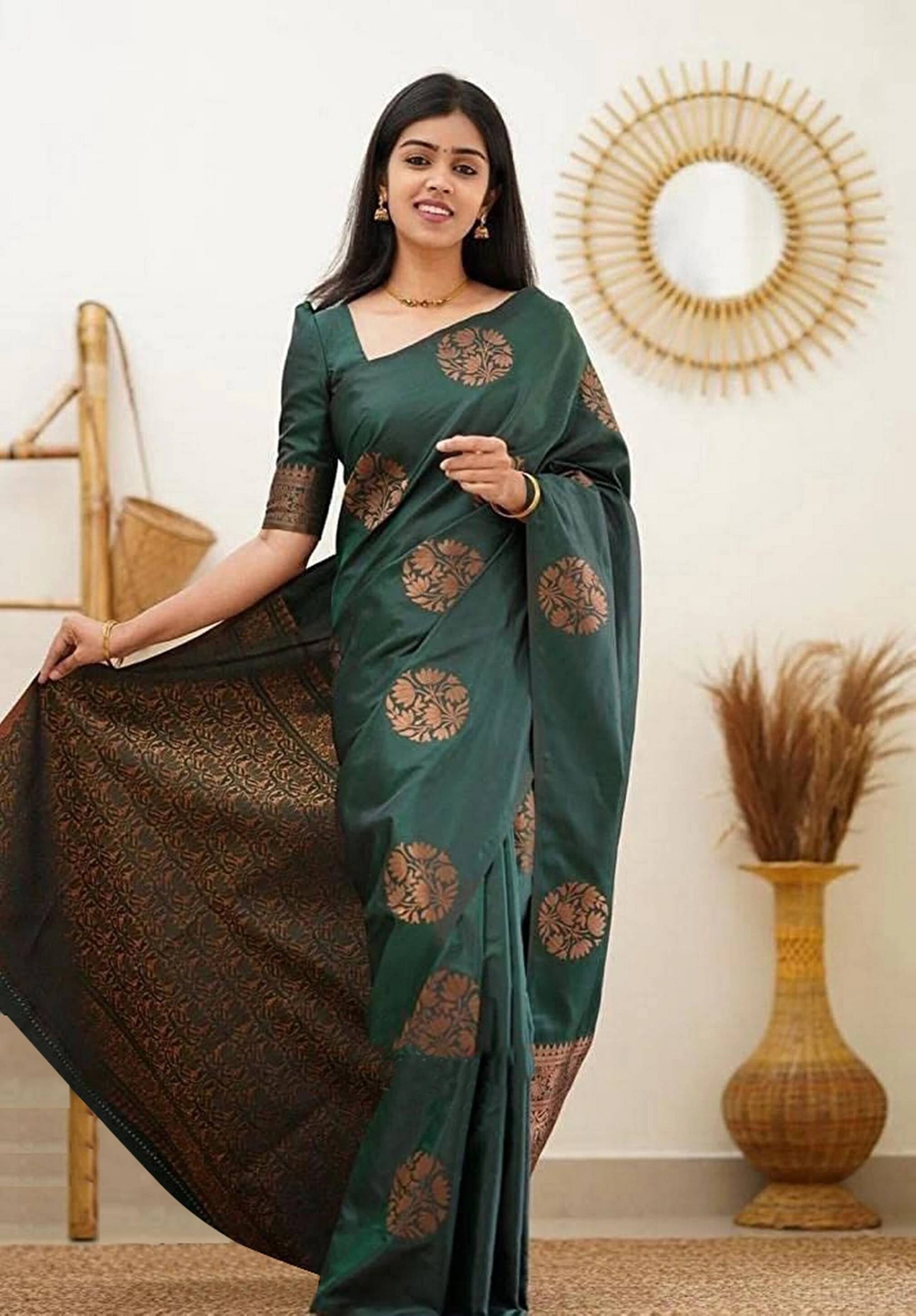 Yashika Cotton Silk Printed Kanjeevaram Sarees With Unstitched Blouse Piece ( Green )     			Yashika Cotton Silk Printed Kanjeevaram Sarees With Unstitched Blouse Piece ( Green )