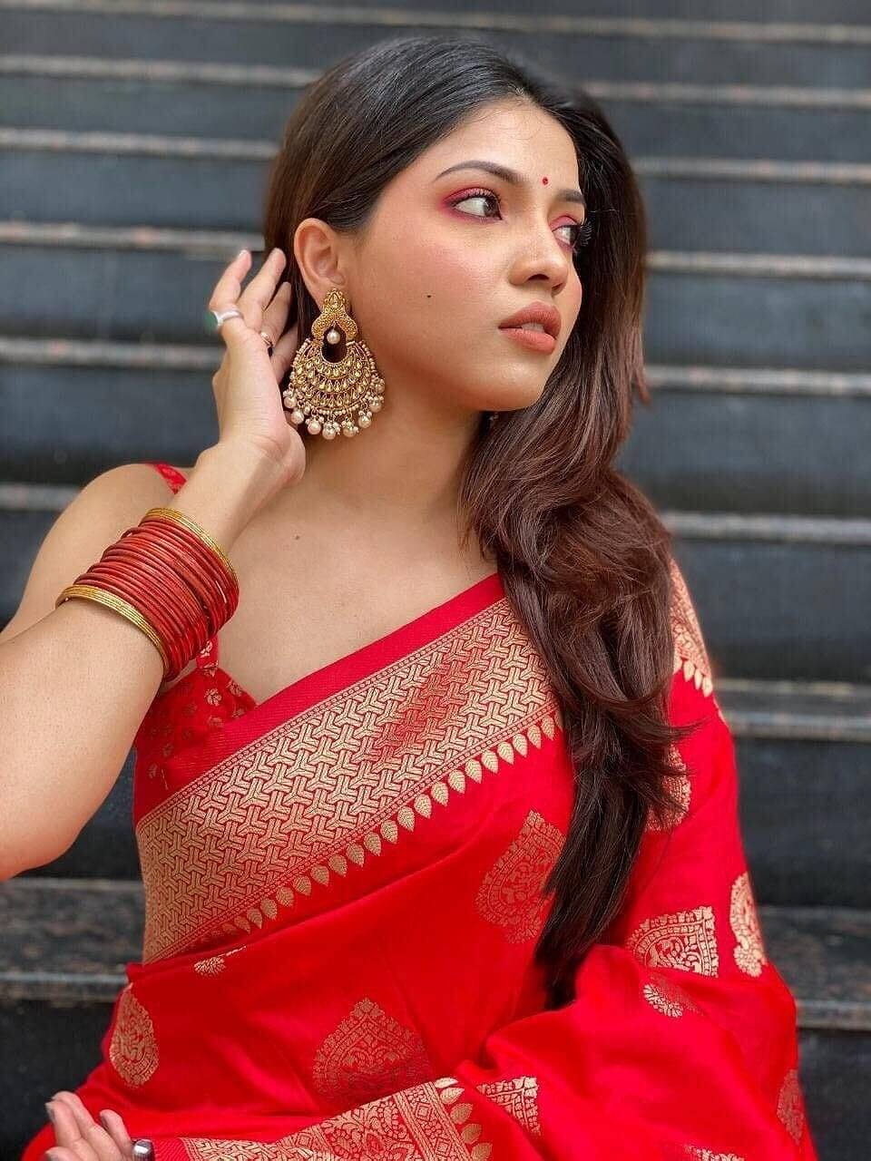     			Yashika Cotton Silk Printed Kanjeevaram Sarees With Unstitched Blouse Piece ( Red )