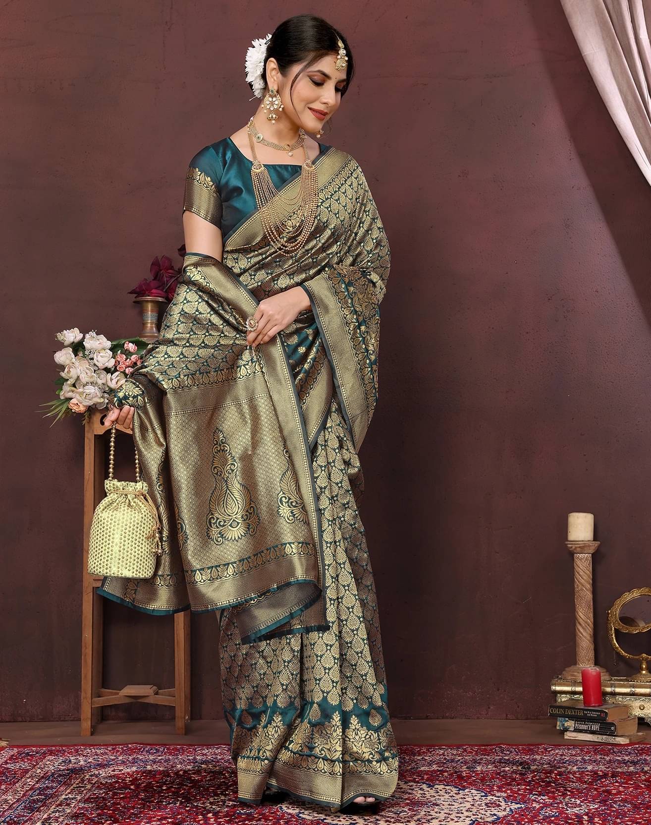 Yashika Cotton Silk Printed Kanjeevaram Sarees With Unstitched Blouse Piece ( Blue ) Yashika Cotton Silk Printed Kanjeevaram Sarees With Unstitched Blouse Piece ( Blue )