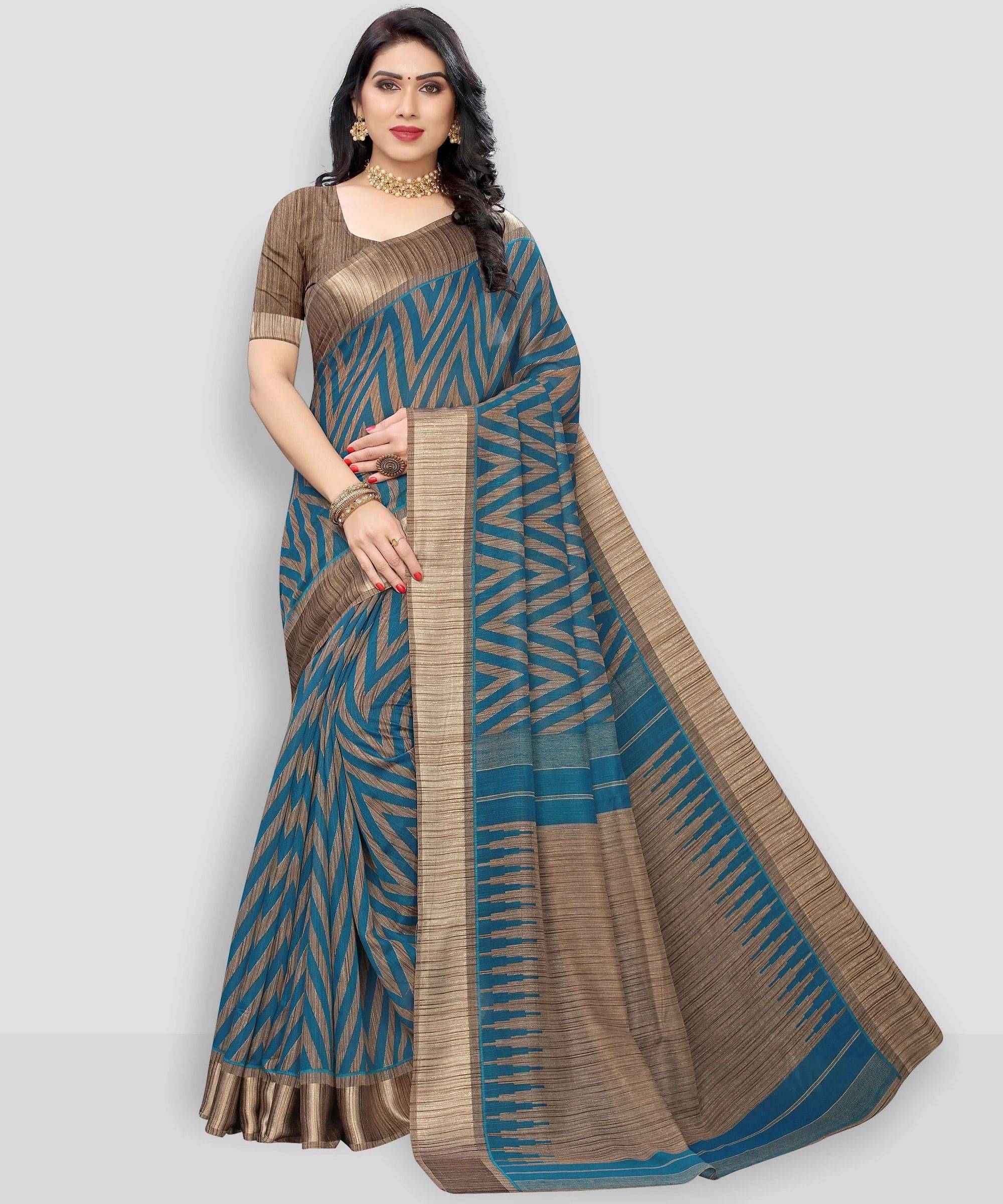     			Yashika Cotton Silk Printed Regular Saree With Unstitched Blouse Piece ( Multicolor )