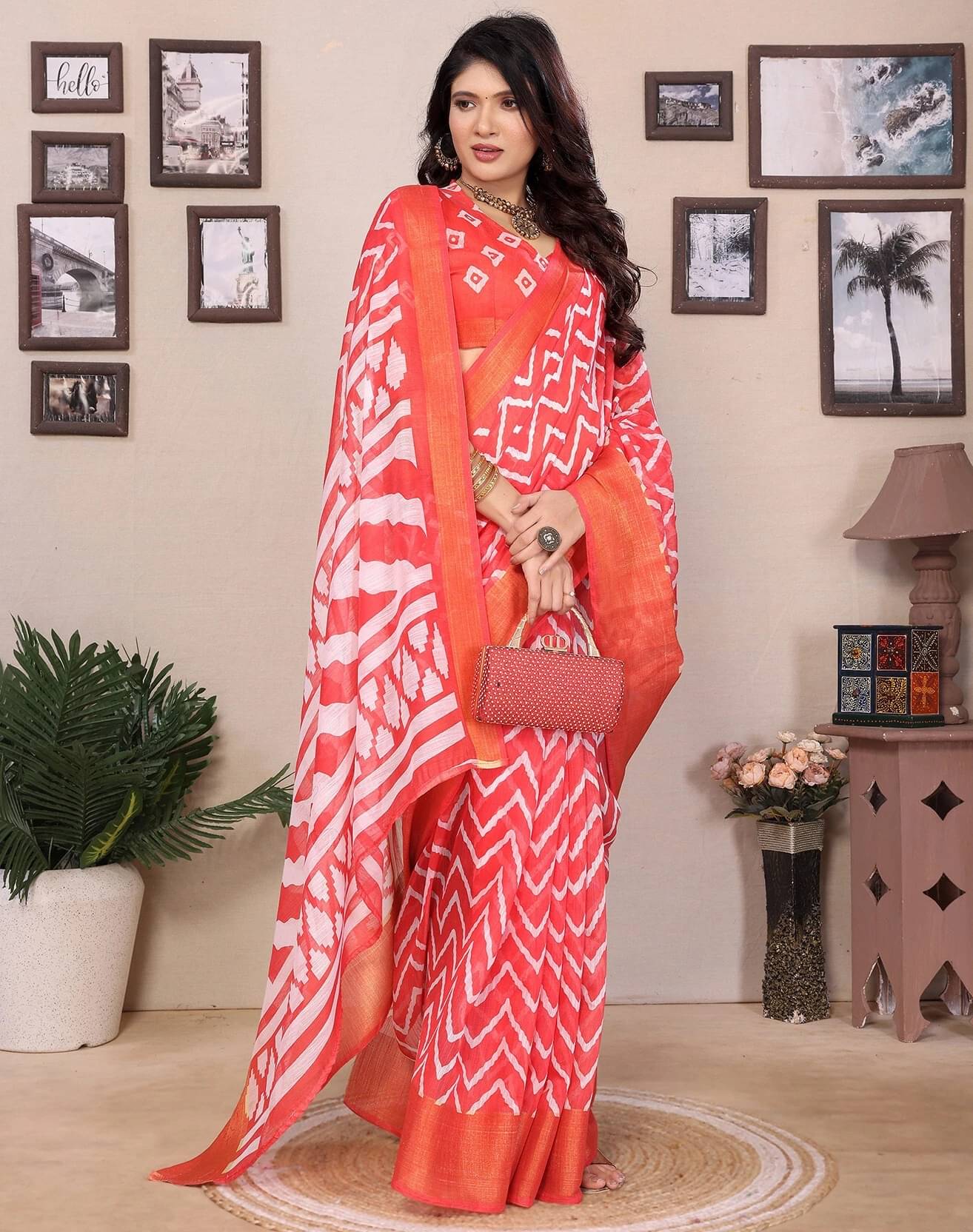 Yashika Cotton Silk Printed Regular Saree With Unstitched Blouse Piece ( Red )     			Yashika Cotton Silk Printed Regular Saree With Unstitched Blouse Piece ( Red )