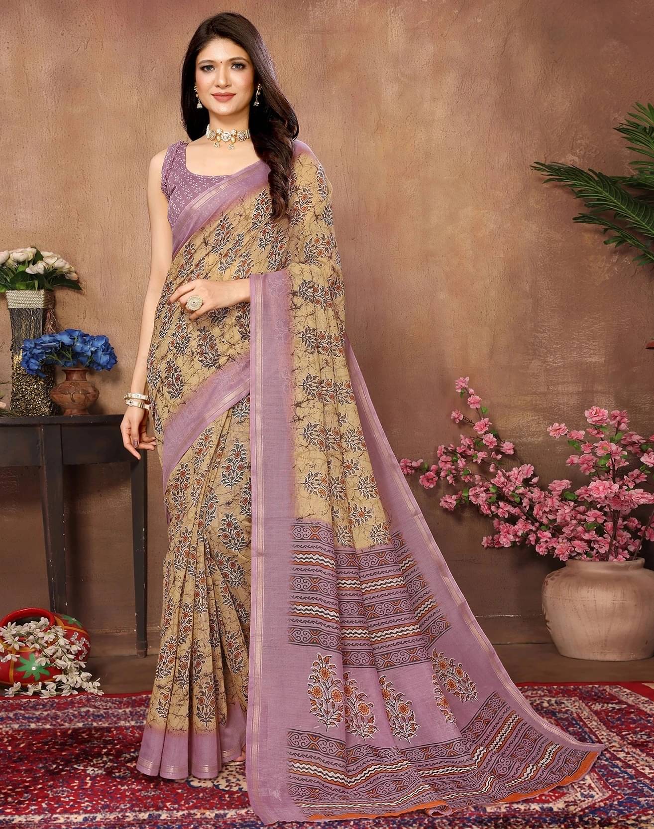     			Yashika Cotton Silk Printed Regular Saree With Unstitched Blouse Piece ( Yellow )