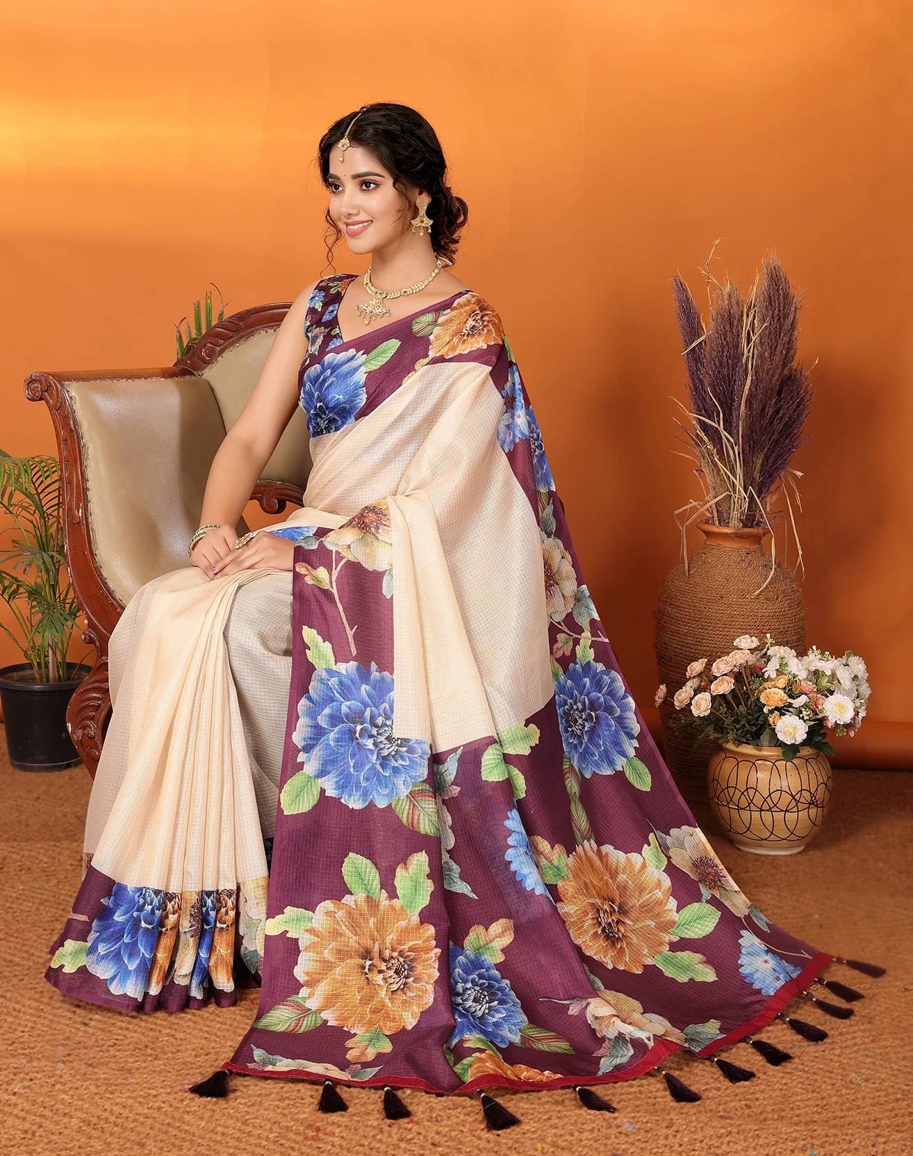 Yashika Cotton Silk Woven Chettinad Saree With Unstitched Blouse Piece ( Purple ) Yashika Cotton Silk Woven Chettinad Saree With Unstitched Blouse Piece ( Purple )