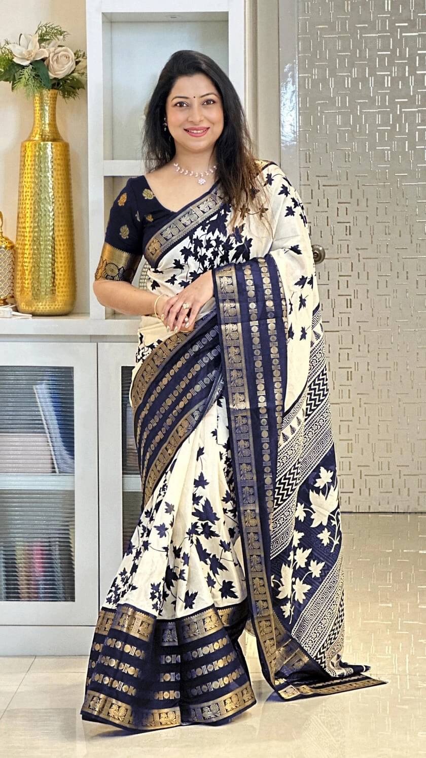 Yashika Cotton Silk Woven Chettinad Saree With Unstitched Blouse Piece ( Blue ) Yashika Cotton Silk Woven Chettinad Saree With Unstitched Blouse Piece ( Blue )
