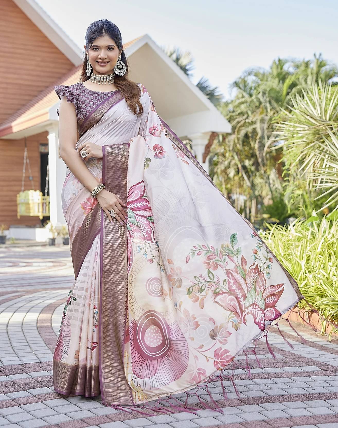 Yashika Cotton Silk Woven Chettinad Saree With Unstitched Blouse Piece ( Purple ) Yashika Cotton Silk Woven Chettinad Saree With Unstitched Blouse Piece ( Purple )