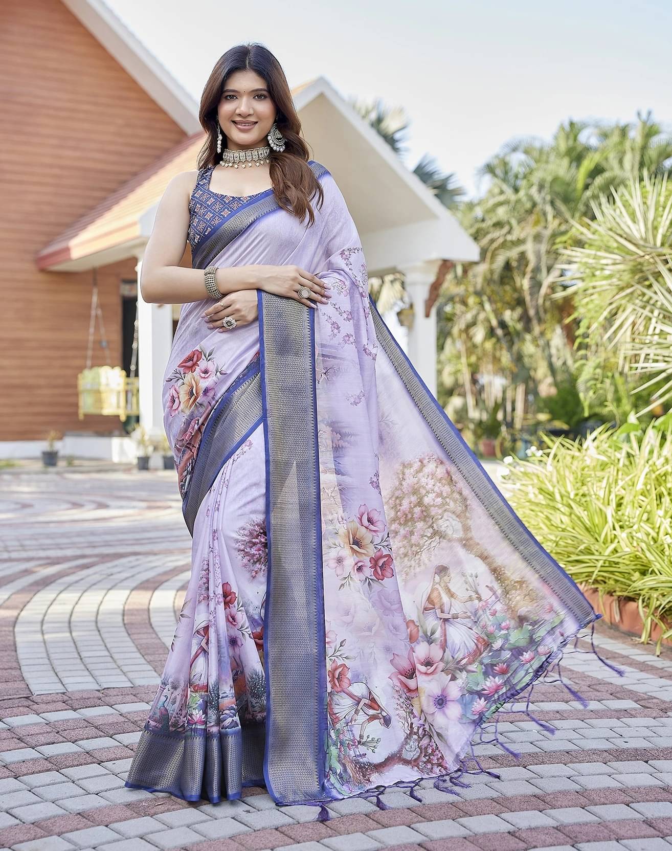     			Yashika Cotton Silk Woven Chettinad Saree With Unstitched Blouse Piece ( Blue )