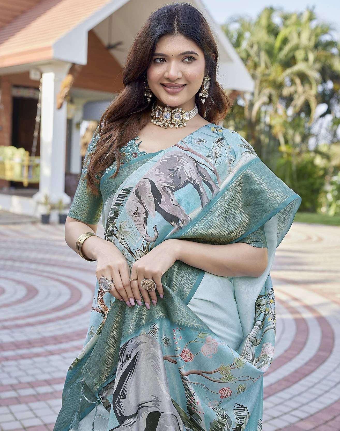     			Yashika Cotton Silk Woven Chettinad Saree With Unstitched Blouse Piece ( Green )