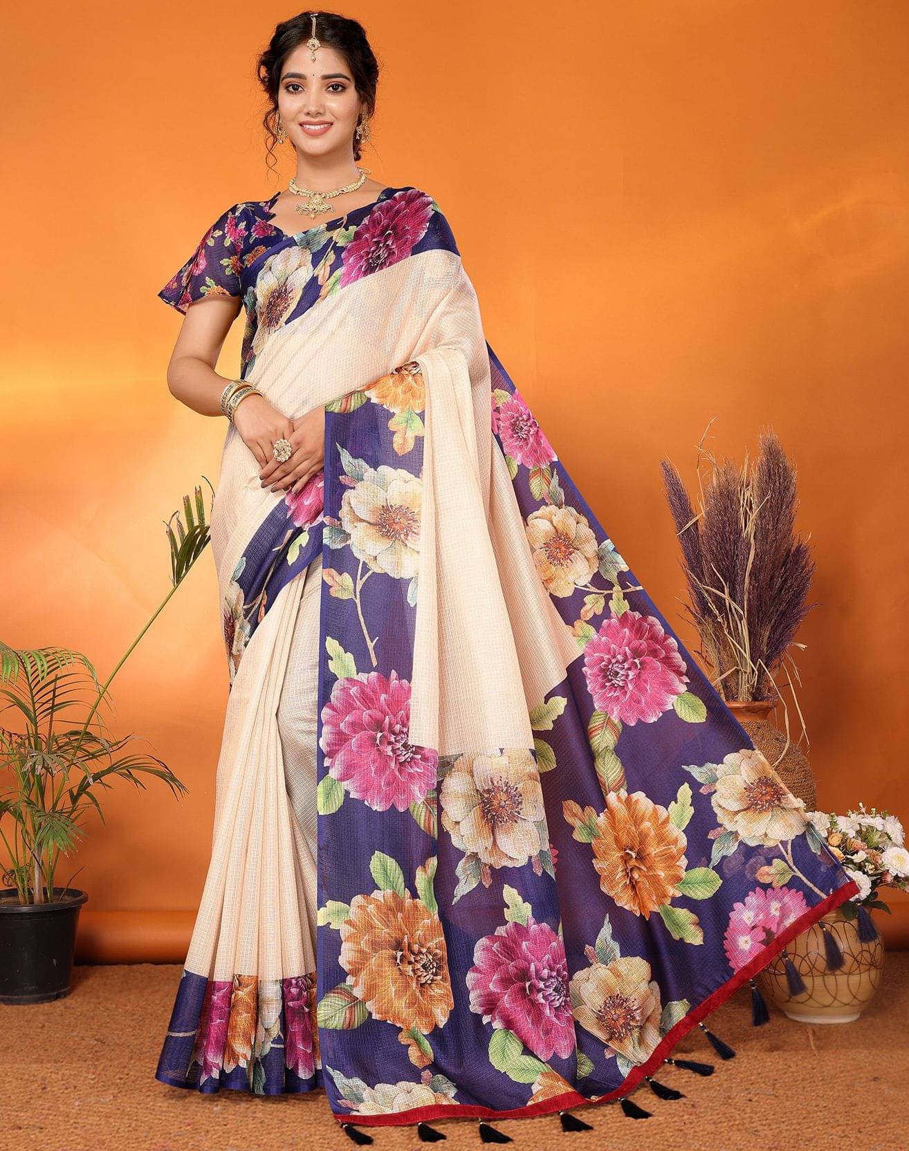     			Yashika Cotton Silk Woven Regular Saree With Unstitched Blouse Piece ( Blue )