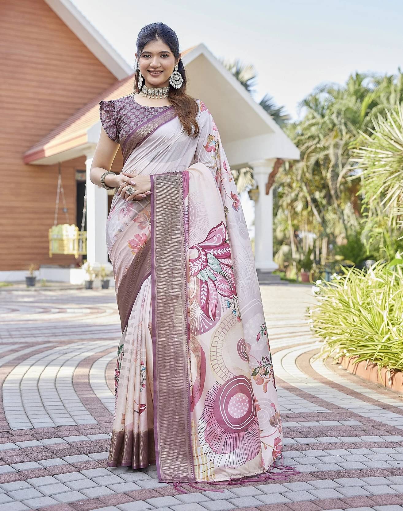     			Yashika Cotton Silk Woven Regular Saree With Unstitched Blouse Piece ( Purple )