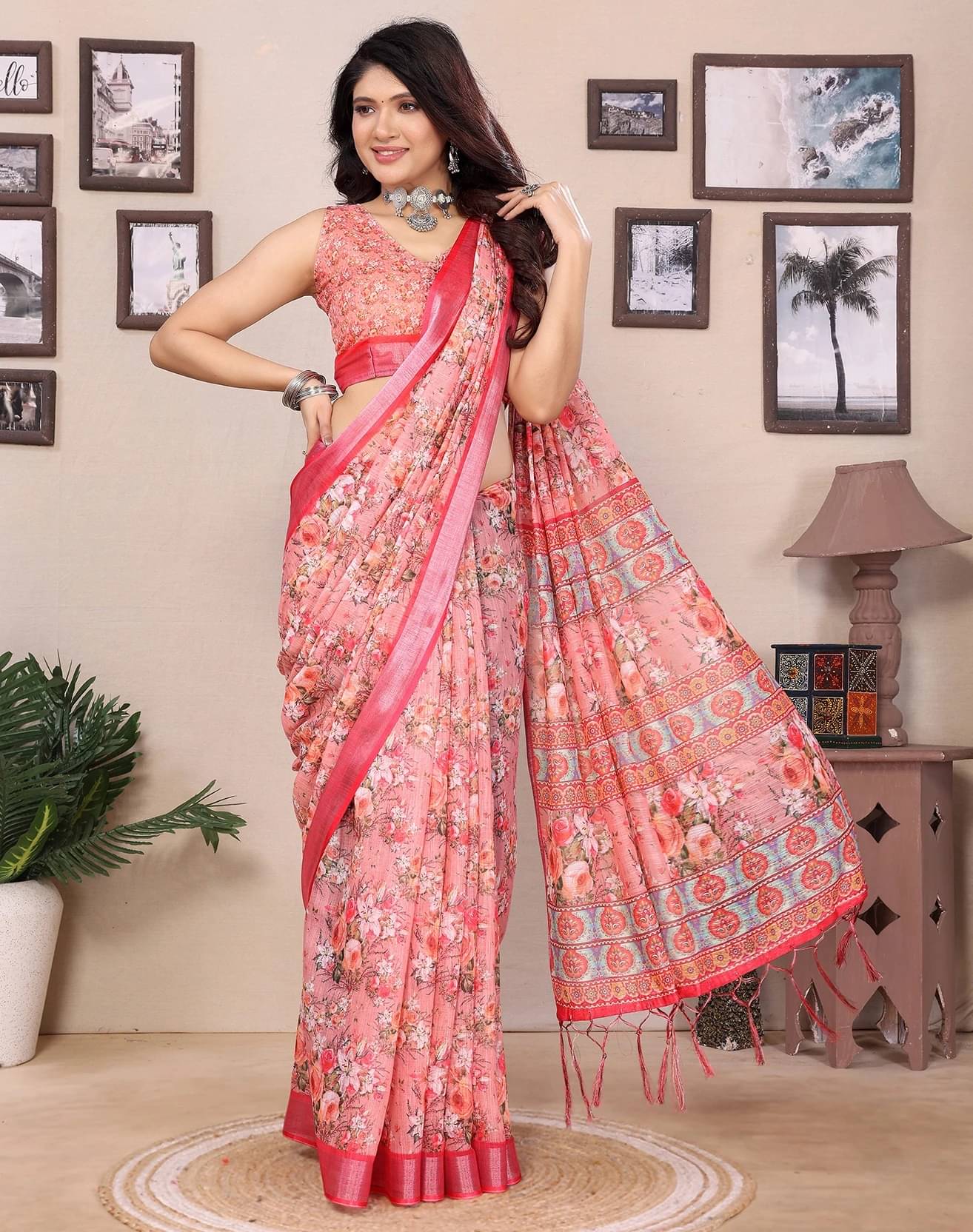 Yashika Cotton Silk Woven Regular Saree With Unstitched Blouse Piece ( Pink )     			Yashika Cotton Silk Woven Regular Saree With Unstitched Blouse Piece ( Pink )