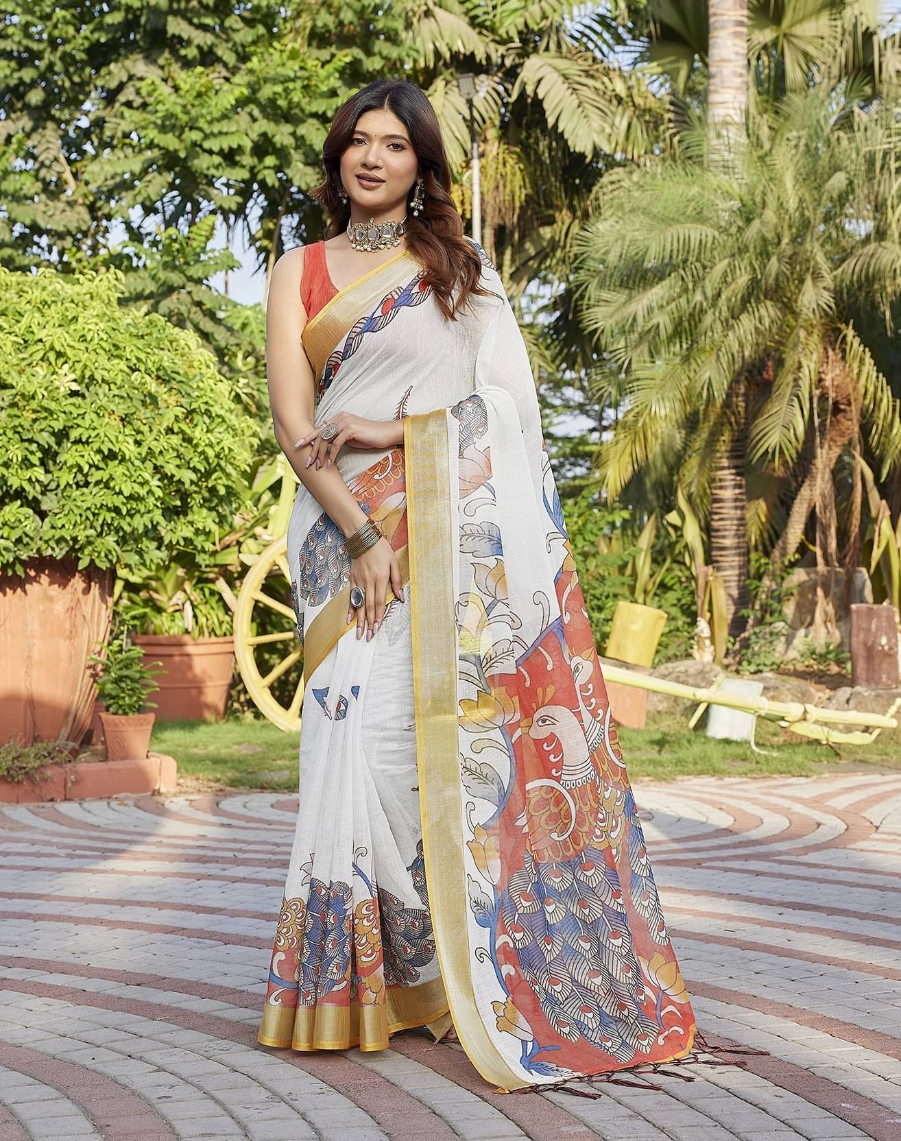 Yashika Cotton Silk Woven Regular Saree With Unstitched Blouse Piece ( Orange ) Yashika Cotton Silk Woven Regular Saree With Unstitched Blouse Piece ( Orange )