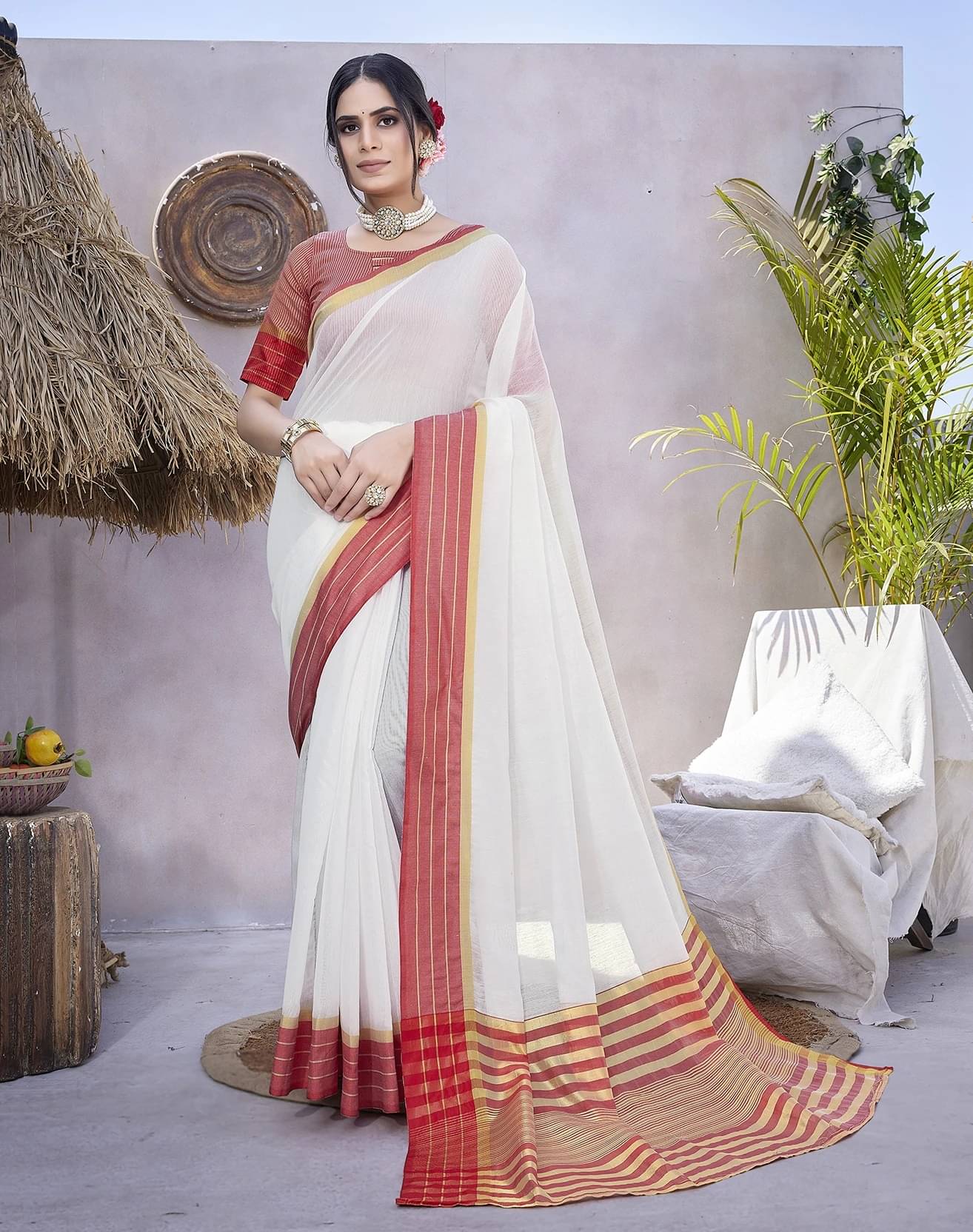     			Yashika Cotton Silk Woven Regular Saree With Unstitched Blouse Piece ( Red )