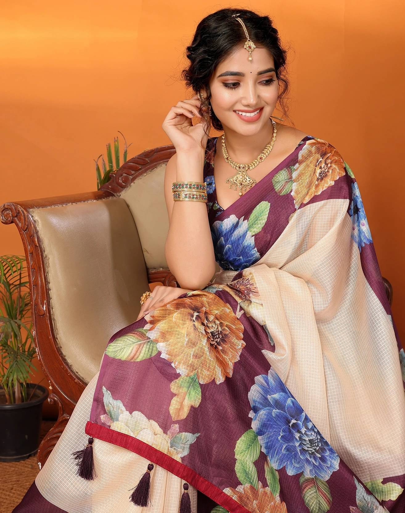     			Yashika Cotton Silk Woven Regular Saree With Unstitched Blouse Piece ( Purple )