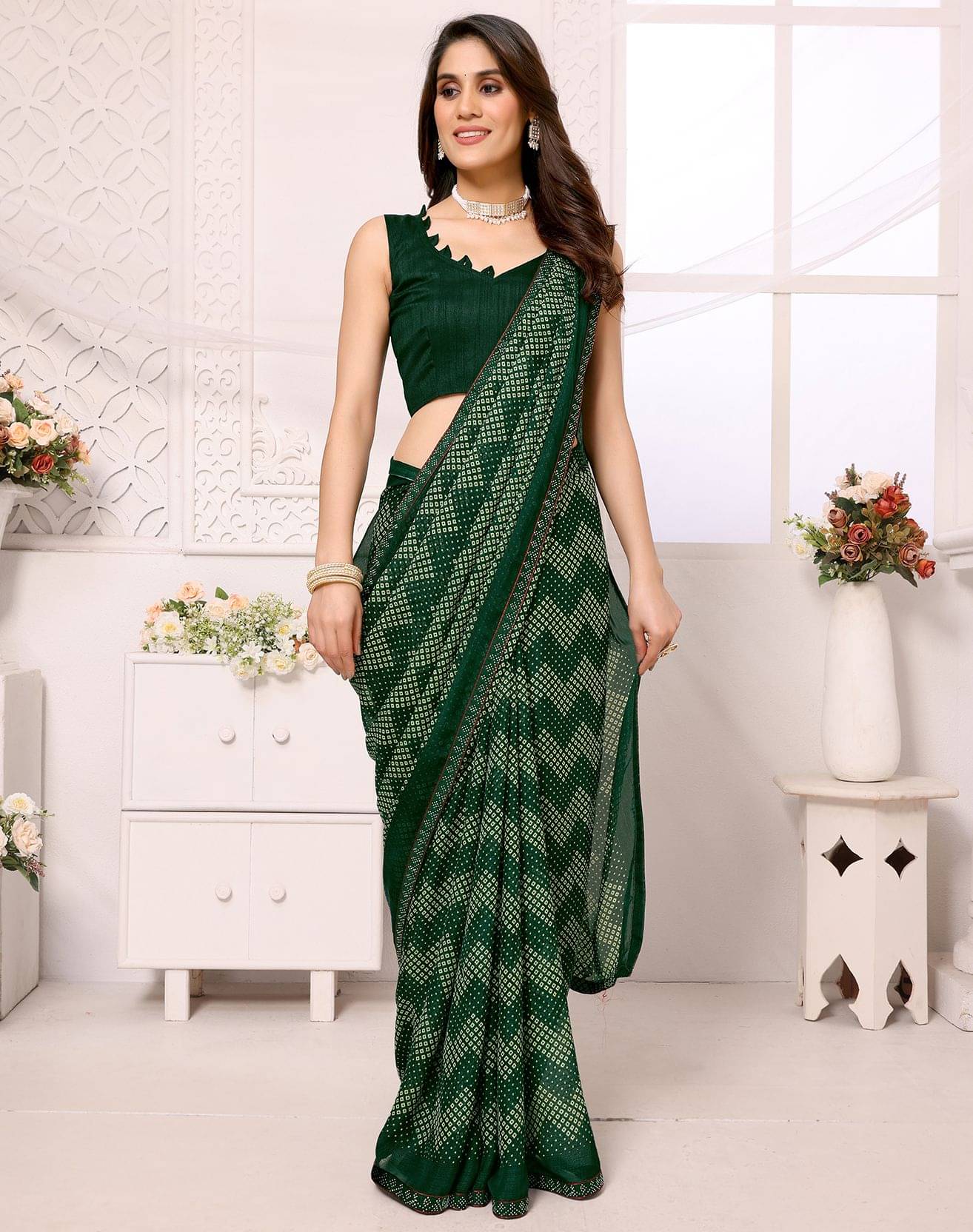 Yashika Georgette Embellished Regular Saree With Unstitched Blouse Piece ( Green ) Yashika Georgette Embellished Regular Saree With Unstitched Blouse Piece ( Green )