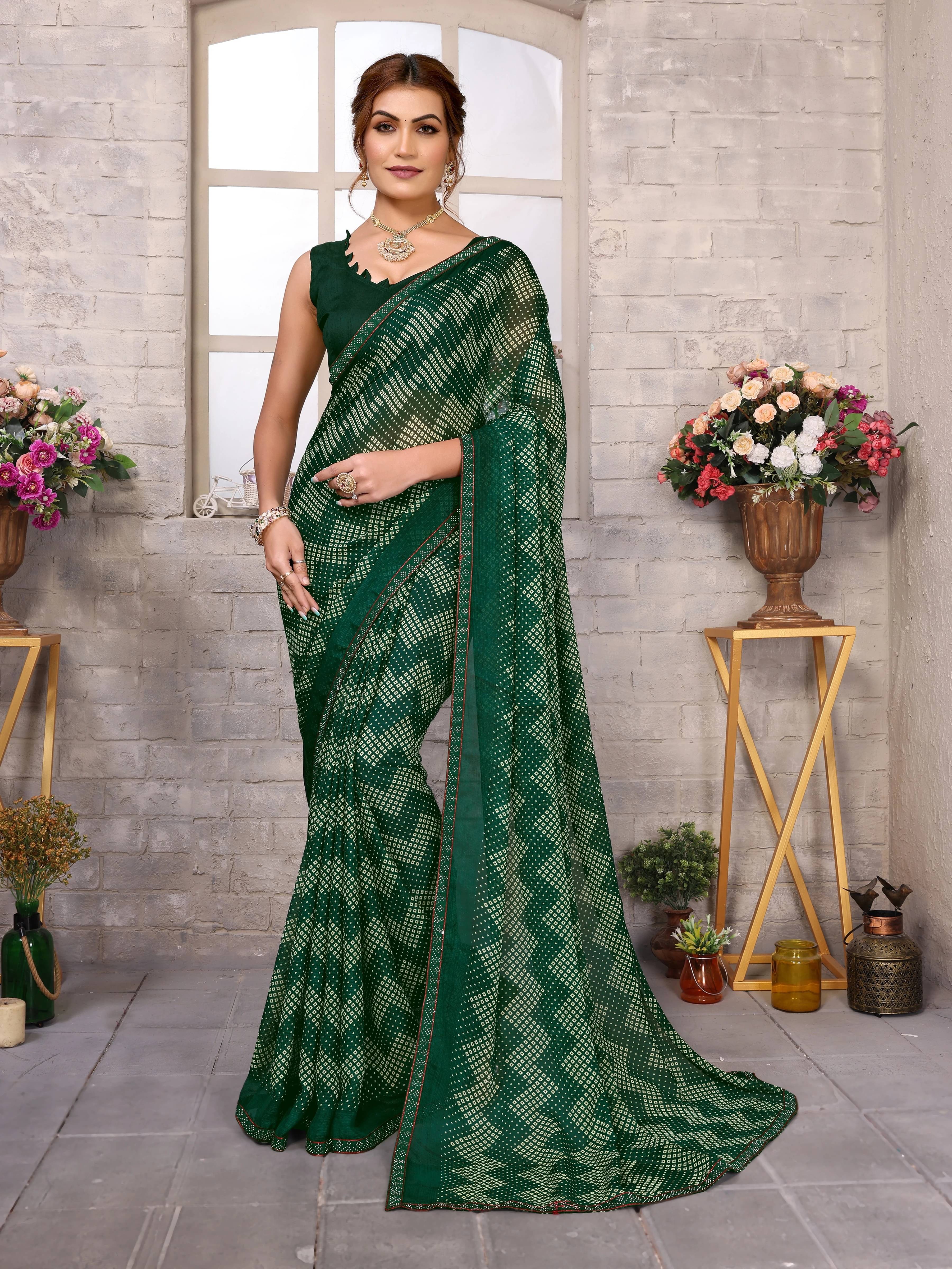 Yashika Georgette Embellished Regular Saree With Unstitched Blouse Piece ( Green ) Yashika Georgette Embellished Regular Saree With Unstitched Blouse Piece ( Green )