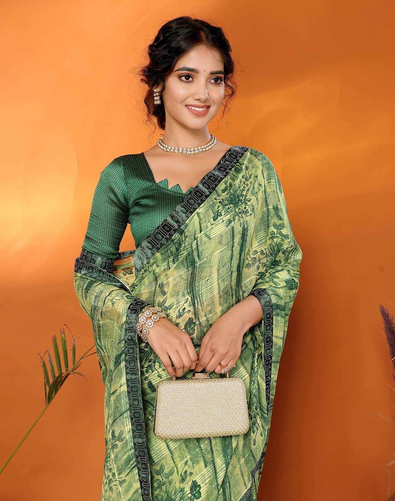 Yashika Georgette Embellished Regular Saree With Unstitched Blouse Piece ( Green ) Yashika Georgette Embellished Regular Saree With Unstitched Blouse Piece ( Green )