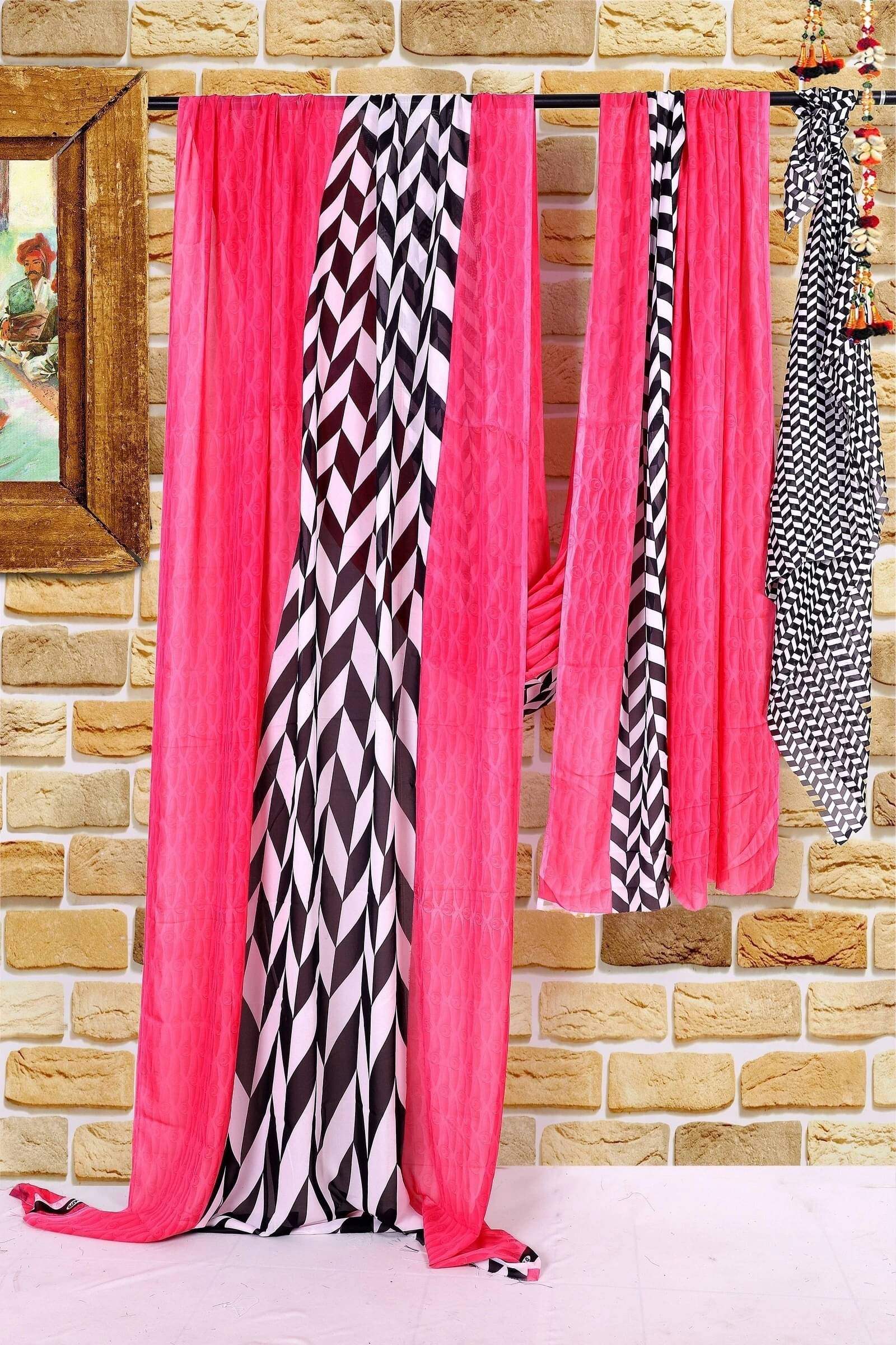 Yashika Georgette Printed Bandhani Sarees With Unstitched Blouse Piece ( Pink ) Yashika Georgette Printed Bandhani Sarees With Unstitched Blouse Piece ( Pink )