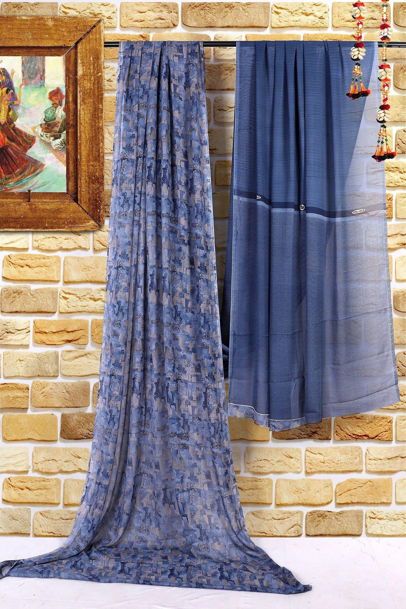     			Yashika Georgette Printed Bandhani Sarees With Unstitched Blouse Piece ( Blue )