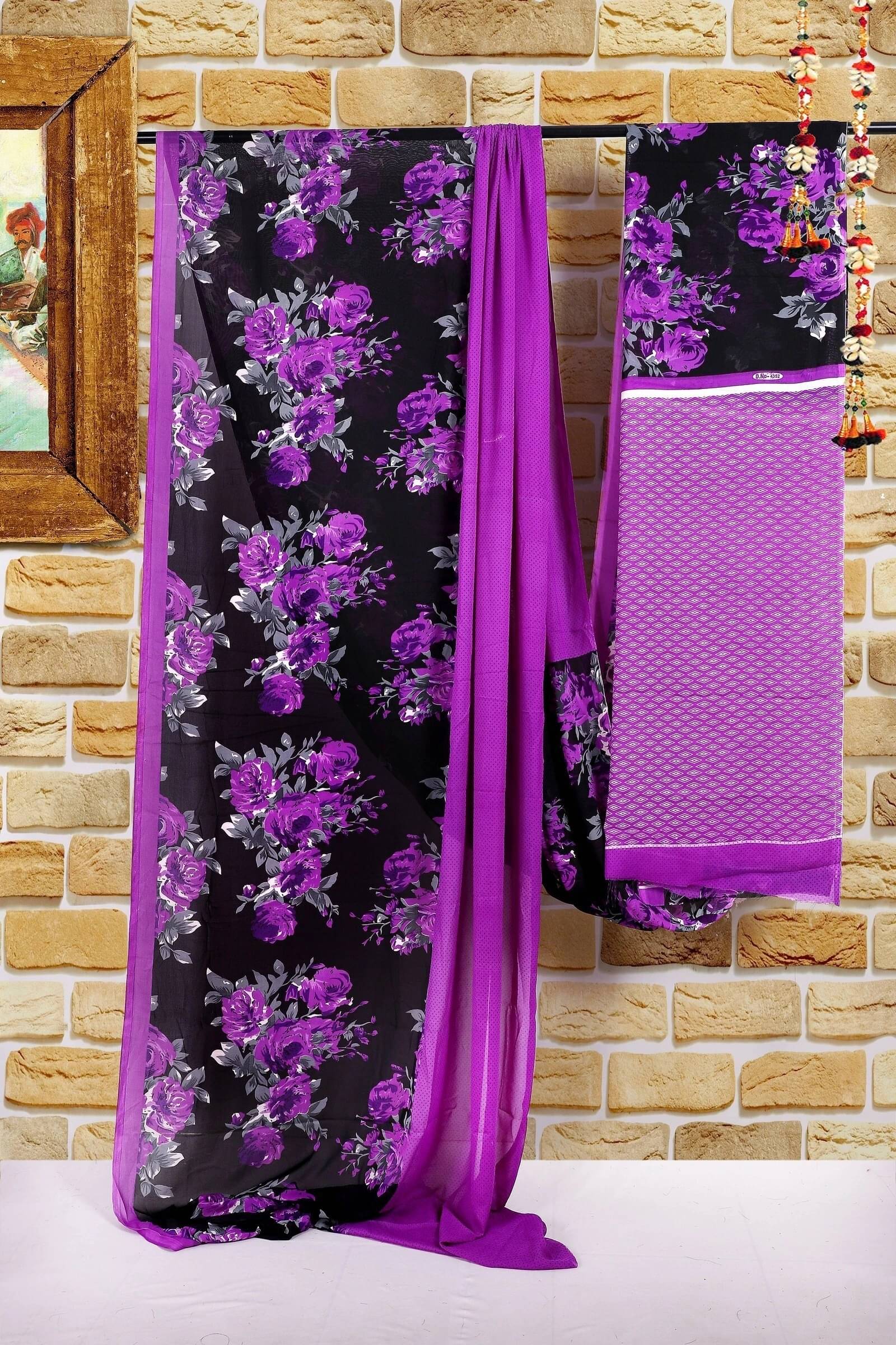     			Yashika Georgette Printed Bandhani Sarees With Unstitched Blouse Piece ( Purple )