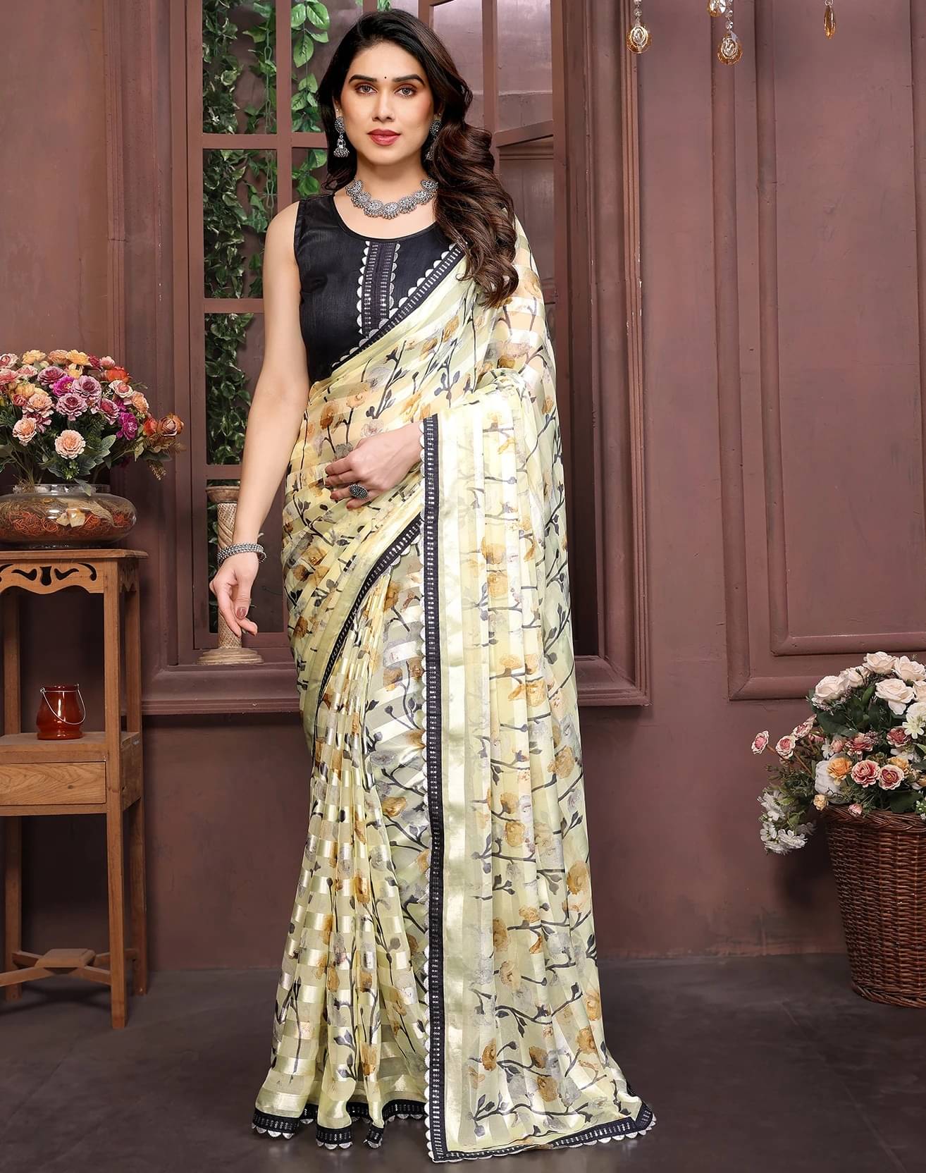 Yashika Georgette Printed Bandhani Sarees With Unstitched Blouse Piece ( Yellow )     			Yashika Georgette Printed Bandhani Sarees With Unstitched Blouse Piece ( Yellow )