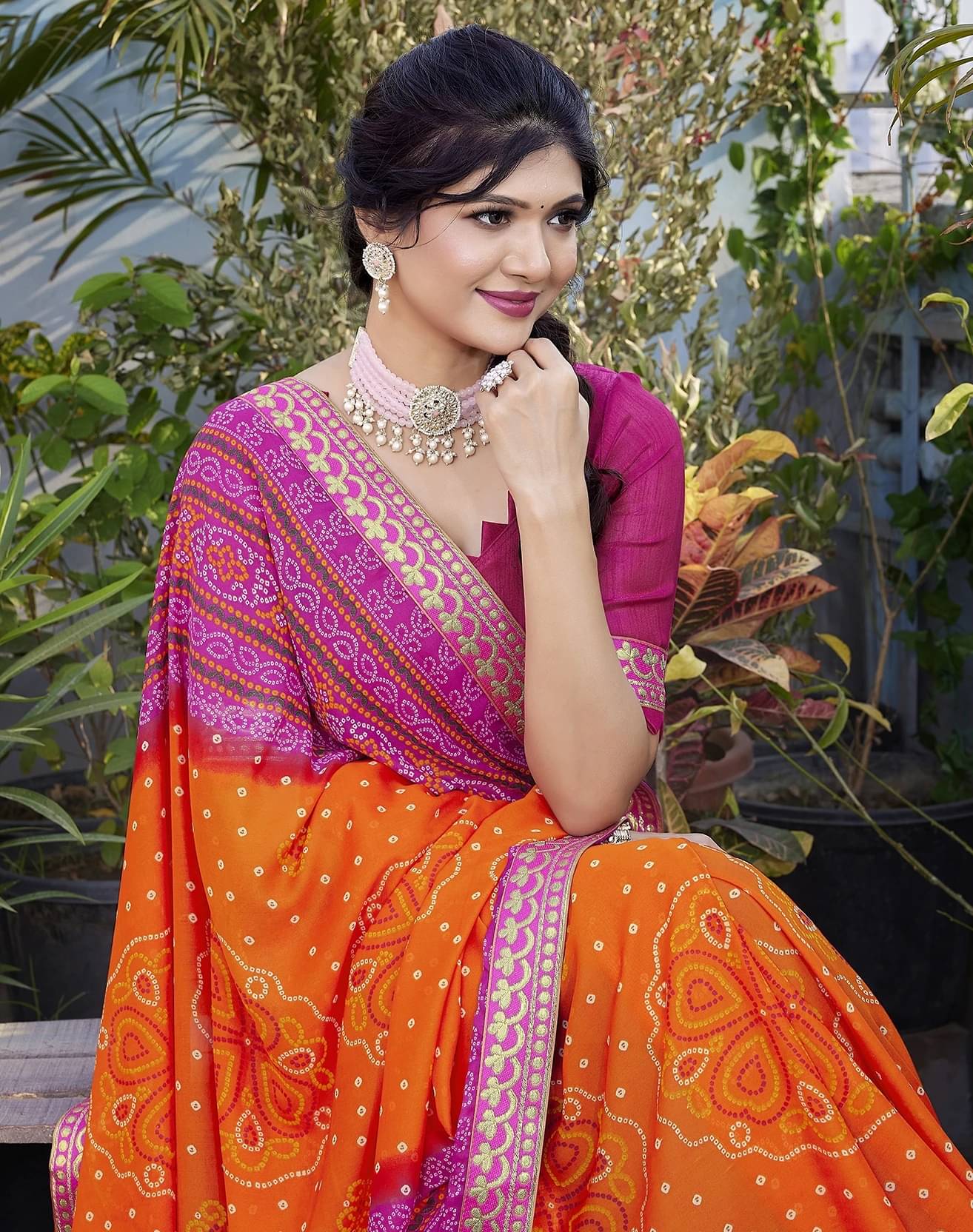 Yashika Georgette Printed Regular Saree With Unstitched Blouse Piece ( Purple ) Yashika Georgette Printed Regular Saree With Unstitched Blouse Piece ( Purple )