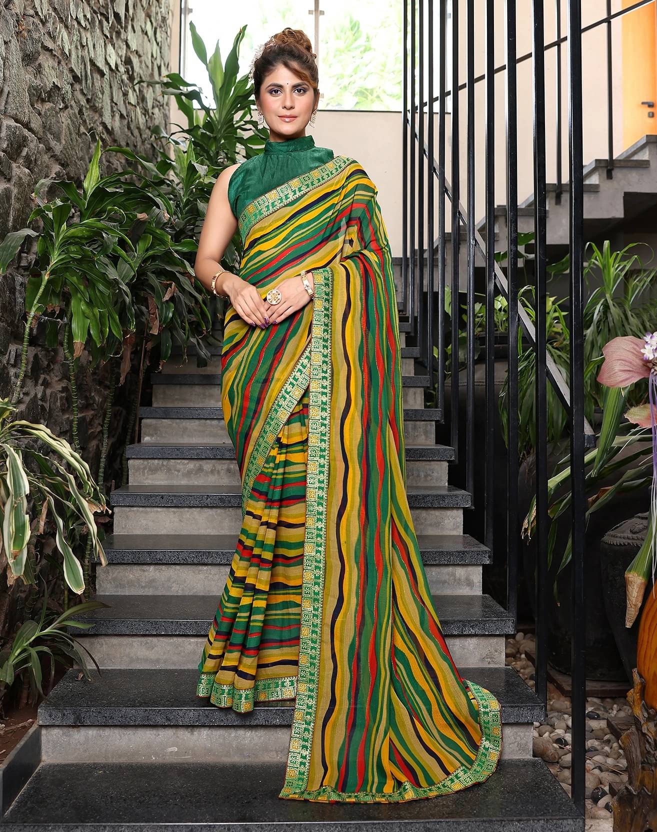 Yashika Georgette Printed Regular Saree With Unstitched Blouse Piece ( Multicolor ) Yashika Georgette Printed Regular Saree With Unstitched Blouse Piece ( Multicolor )