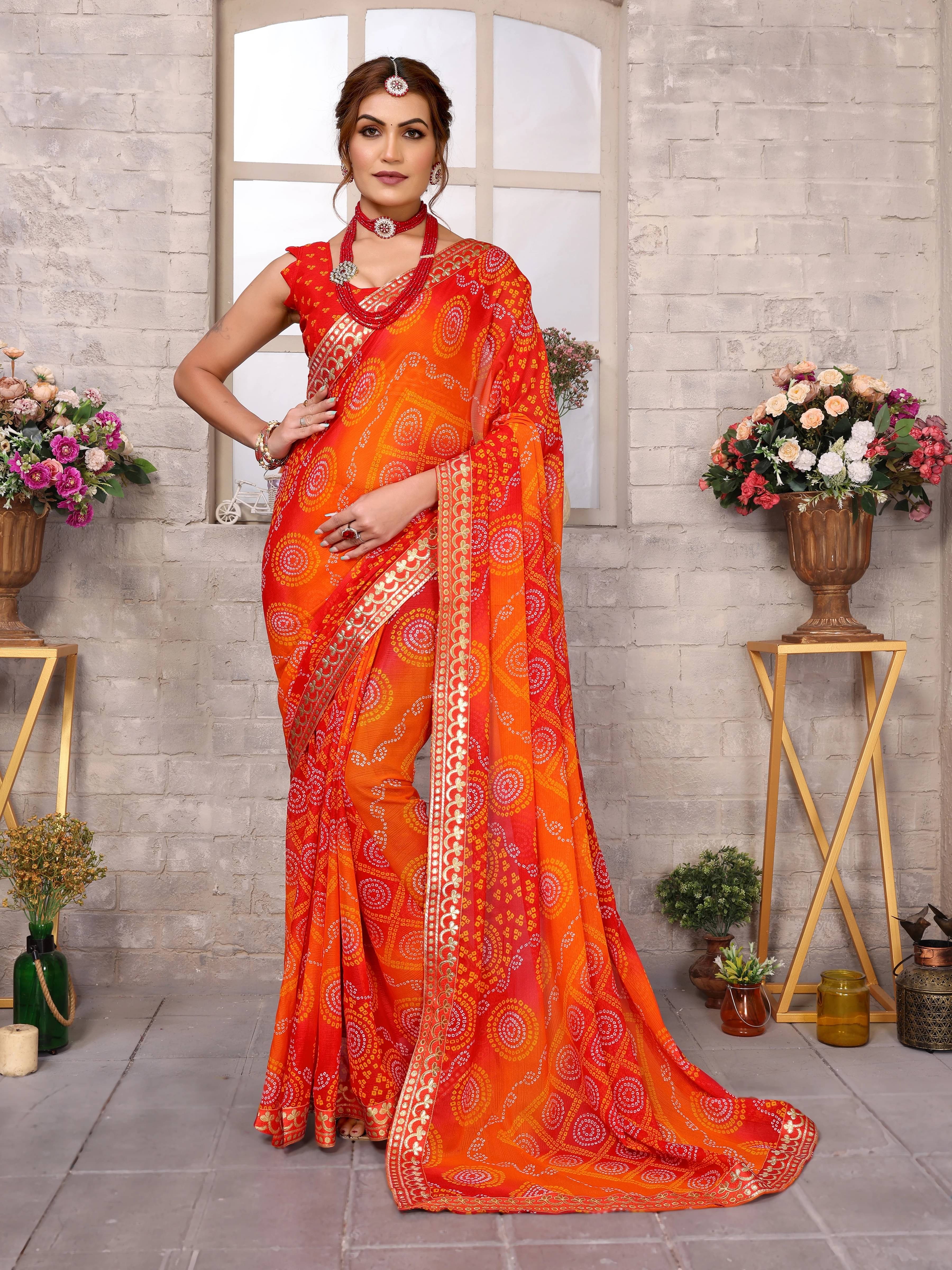 Yashika Georgette Printed Regular Saree With Unstitched Blouse Piece ( Red ) Yashika Georgette Printed Regular Saree With Unstitched Blouse Piece ( Red )