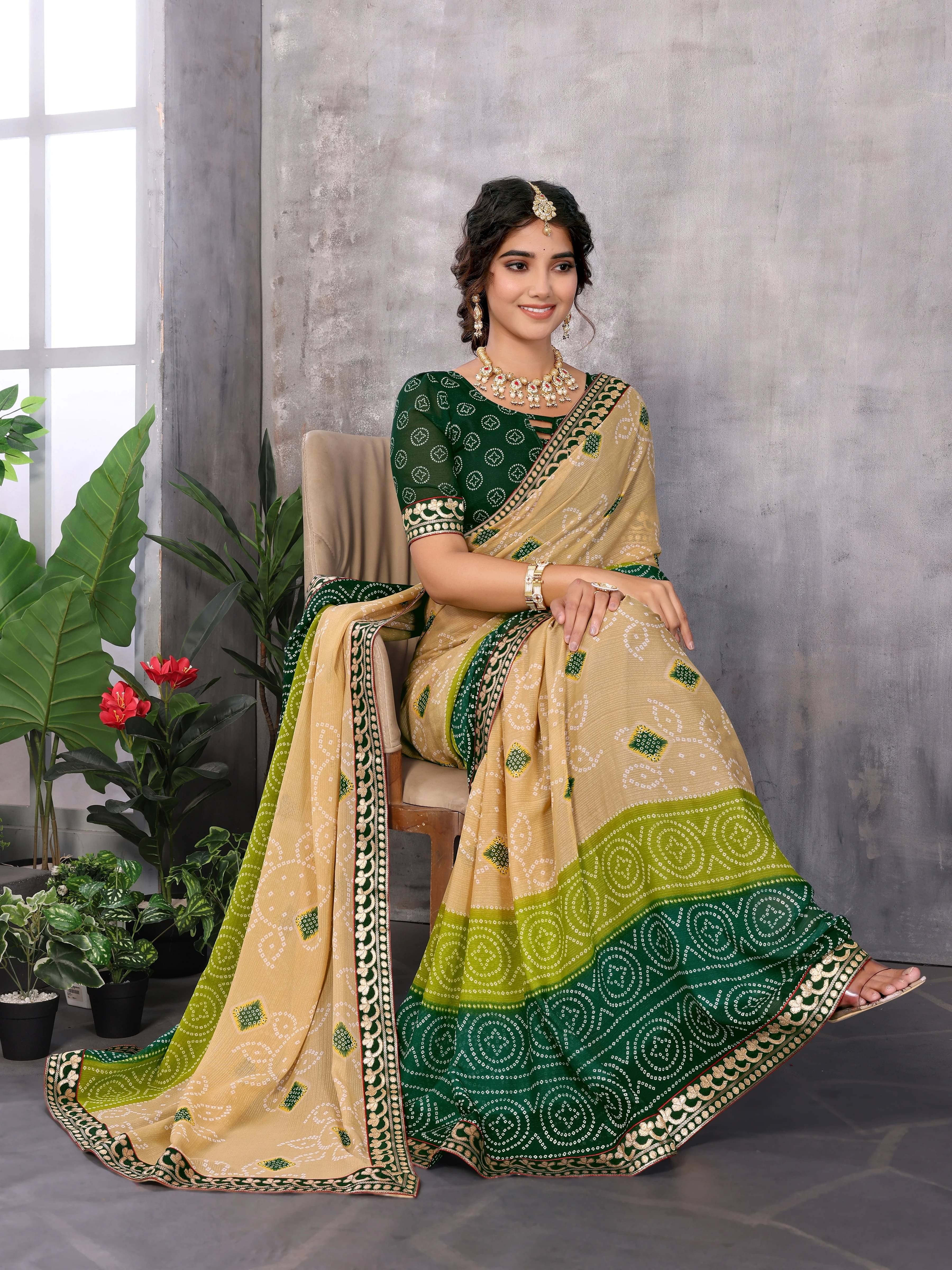 Yashika Georgette Printed Regular Saree With Unstitched Blouse Piece ( Green ) Yashika Georgette Printed Regular Saree With Unstitched Blouse Piece ( Green )
