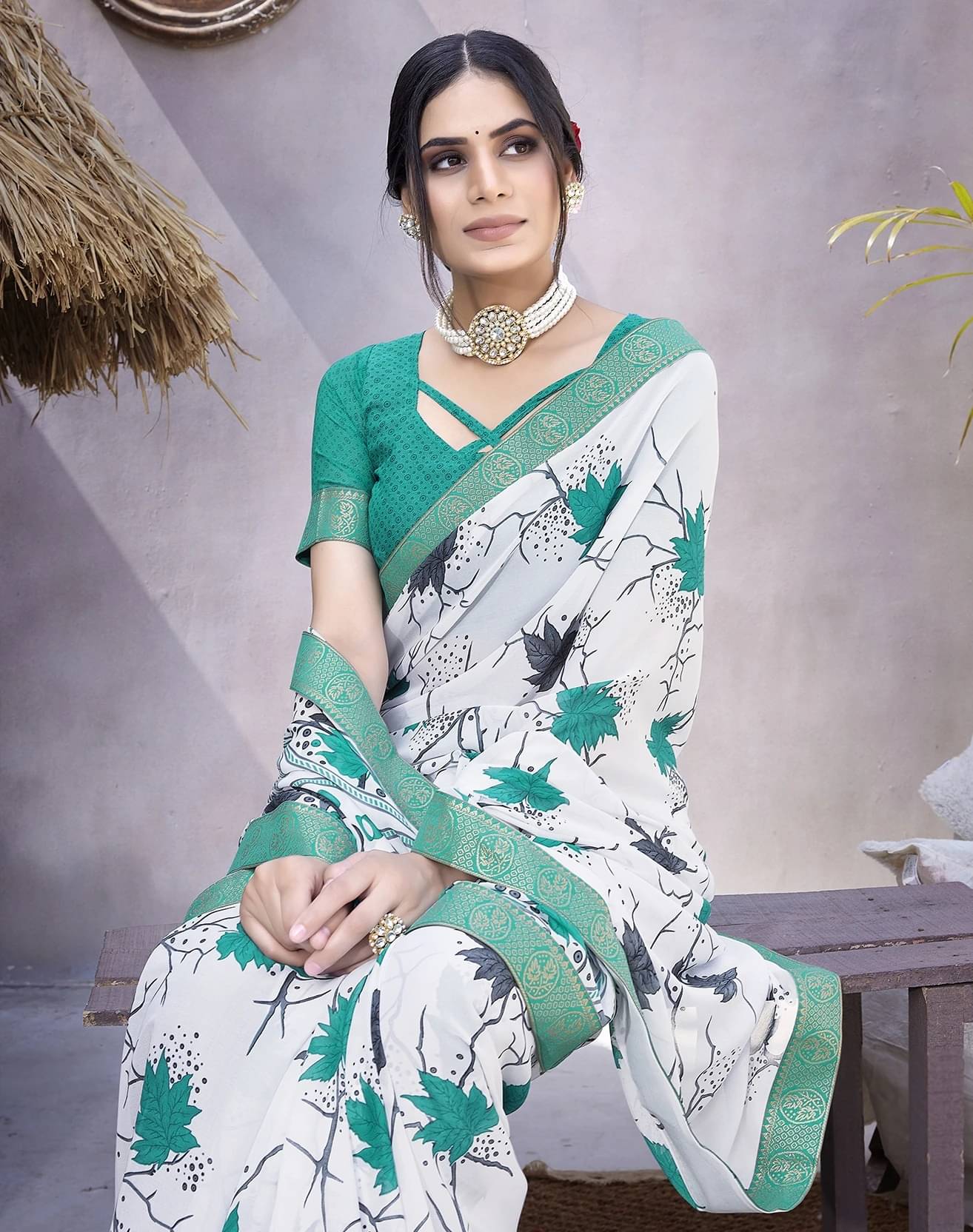 Yashika Georgette Printed Regular Saree With Unstitched Blouse Piece ( Blue ) Yashika Georgette Printed Regular Saree With Unstitched Blouse Piece ( Blue )