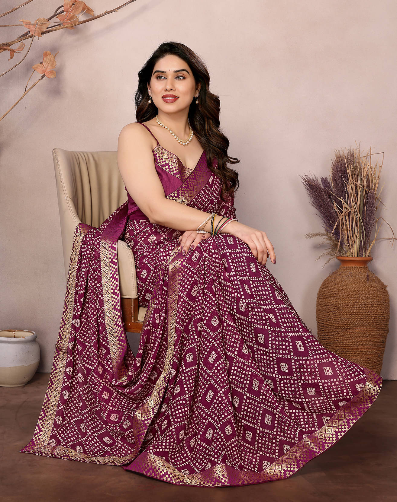 Yashika Georgette Printed Regular Saree With Unstitched Blouse Piece ( Purple ) Yashika Georgette Printed Regular Saree With Unstitched Blouse Piece ( Purple )