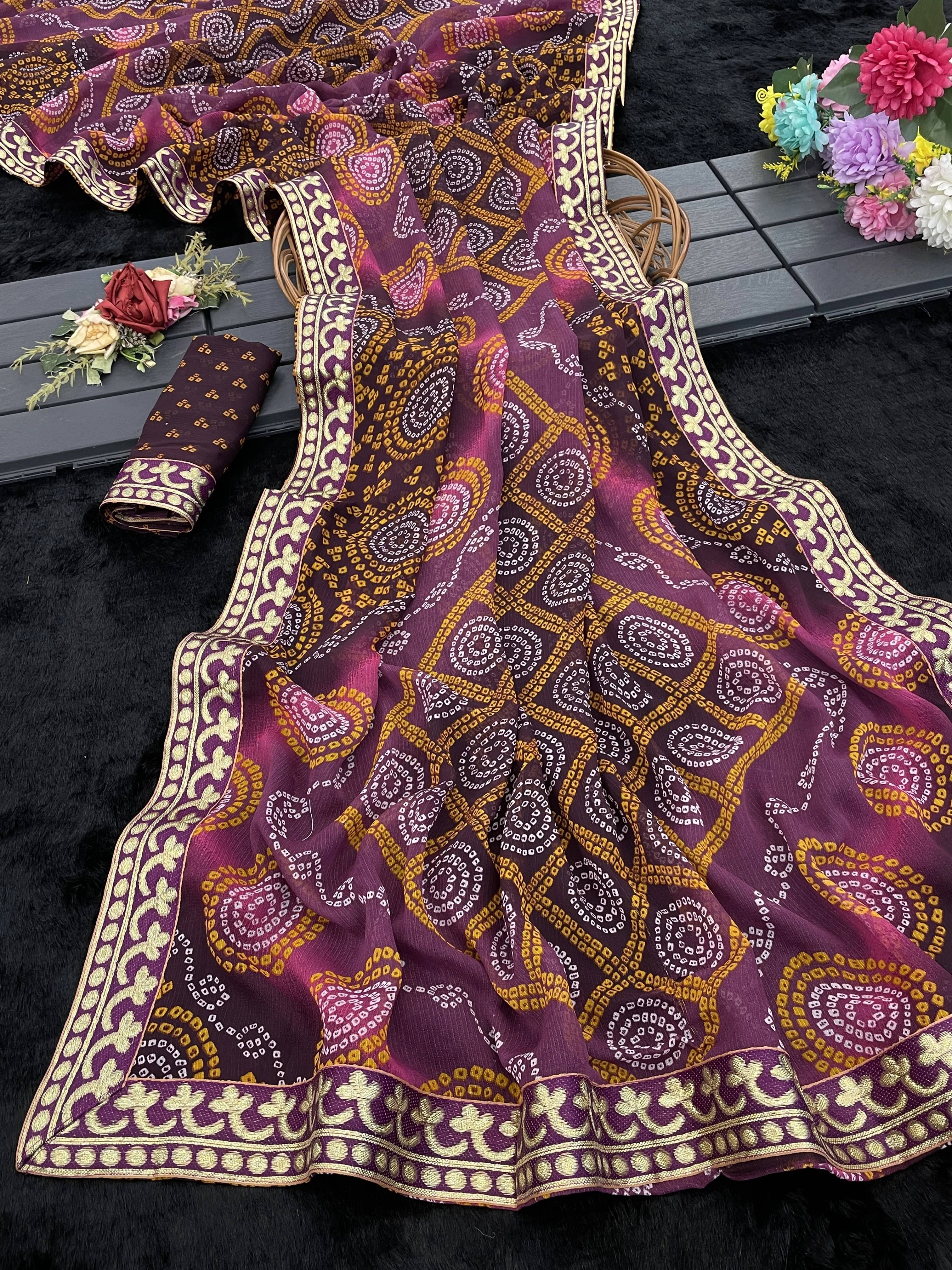     			Yashika Georgette Woven Regular Saree With Unstitched Blouse Piece ( Purple )