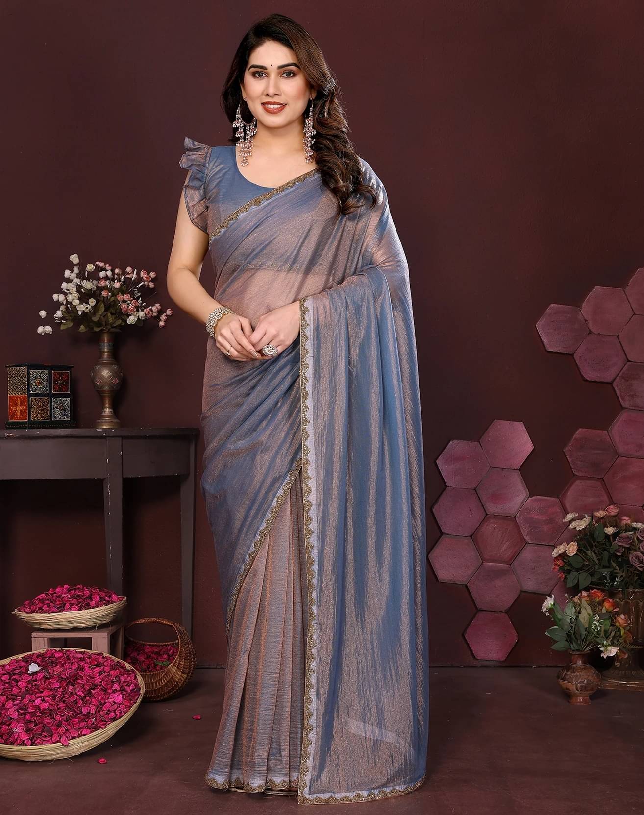     			Yashika Jimmy choo Printed Regular Saree With Unstitched Blouse Piece ( Grey )