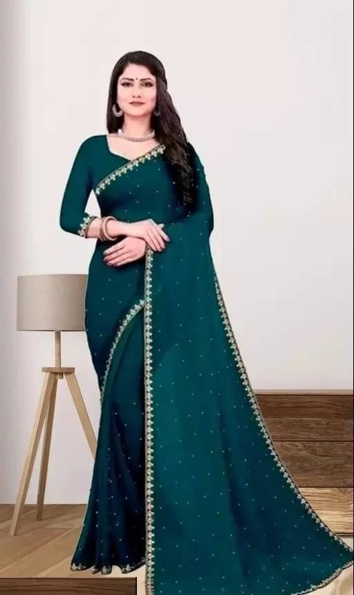     			Yashika Lycra Solid Regular Saree With Unstitched Blouse Piece ( Light Green )