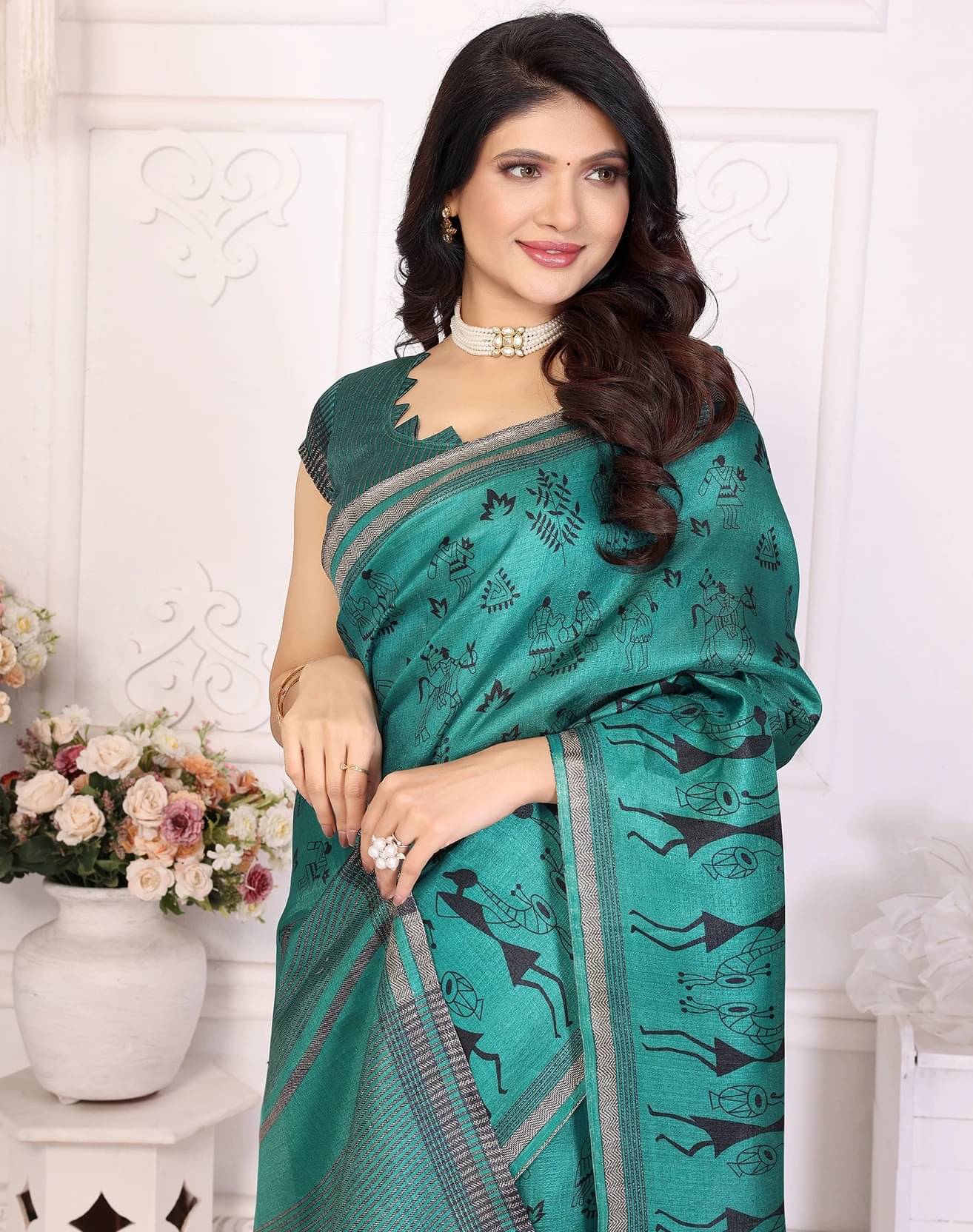     			Yashika Silk Blend Printed Regular Saree With Unstitched Blouse Piece ( Blue )