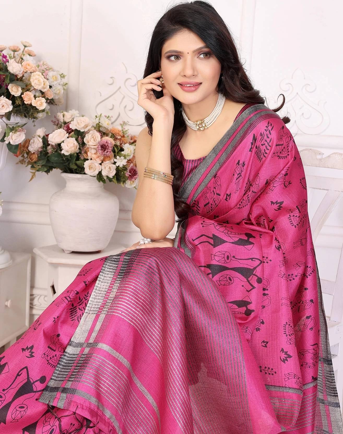     			Yashika Silk Blend Printed Regular Saree With Unstitched Blouse Piece ( Purple )